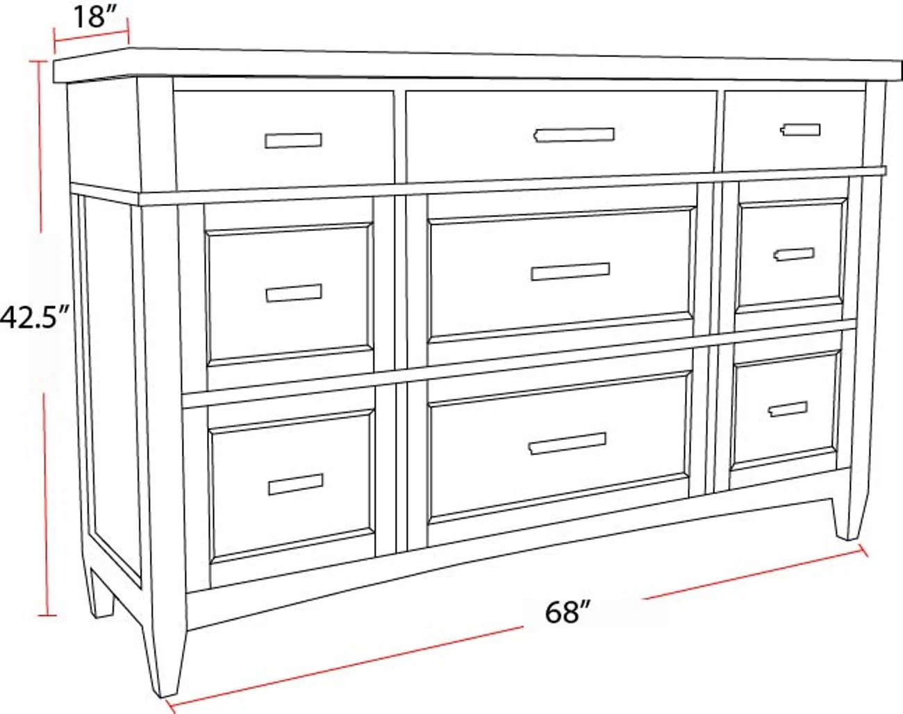 Parker House Americana Modern Bedroom 9 Drawer Dresser - Image 8