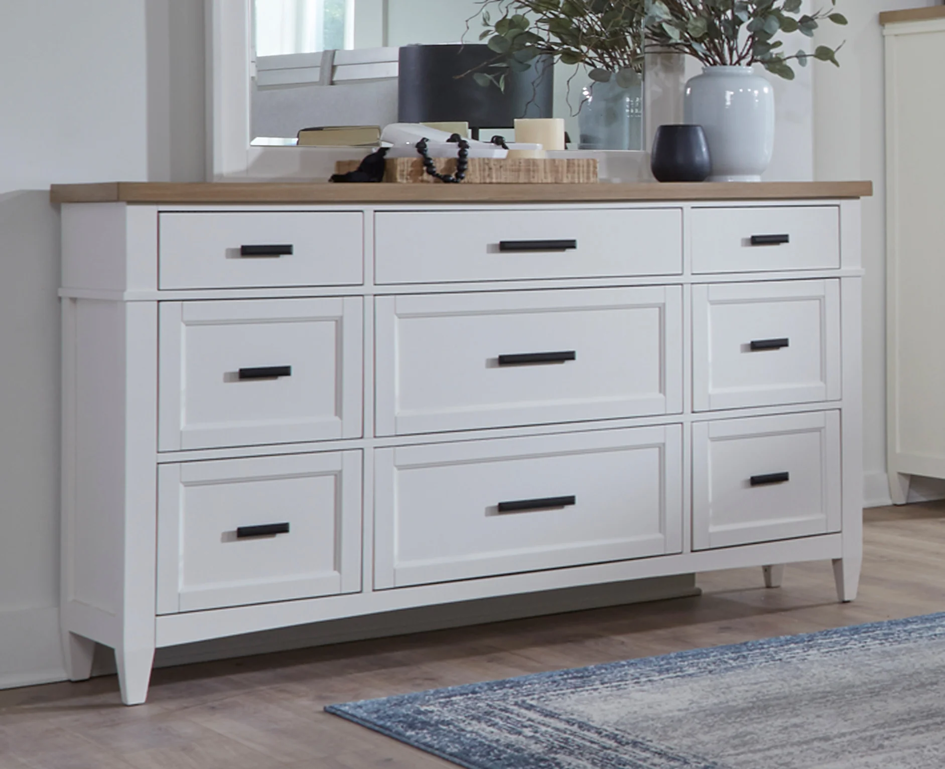Parker House Americana Modern Bedroom King Platform Bed 2 Nightstands and Dresser with Mirror - Image 5