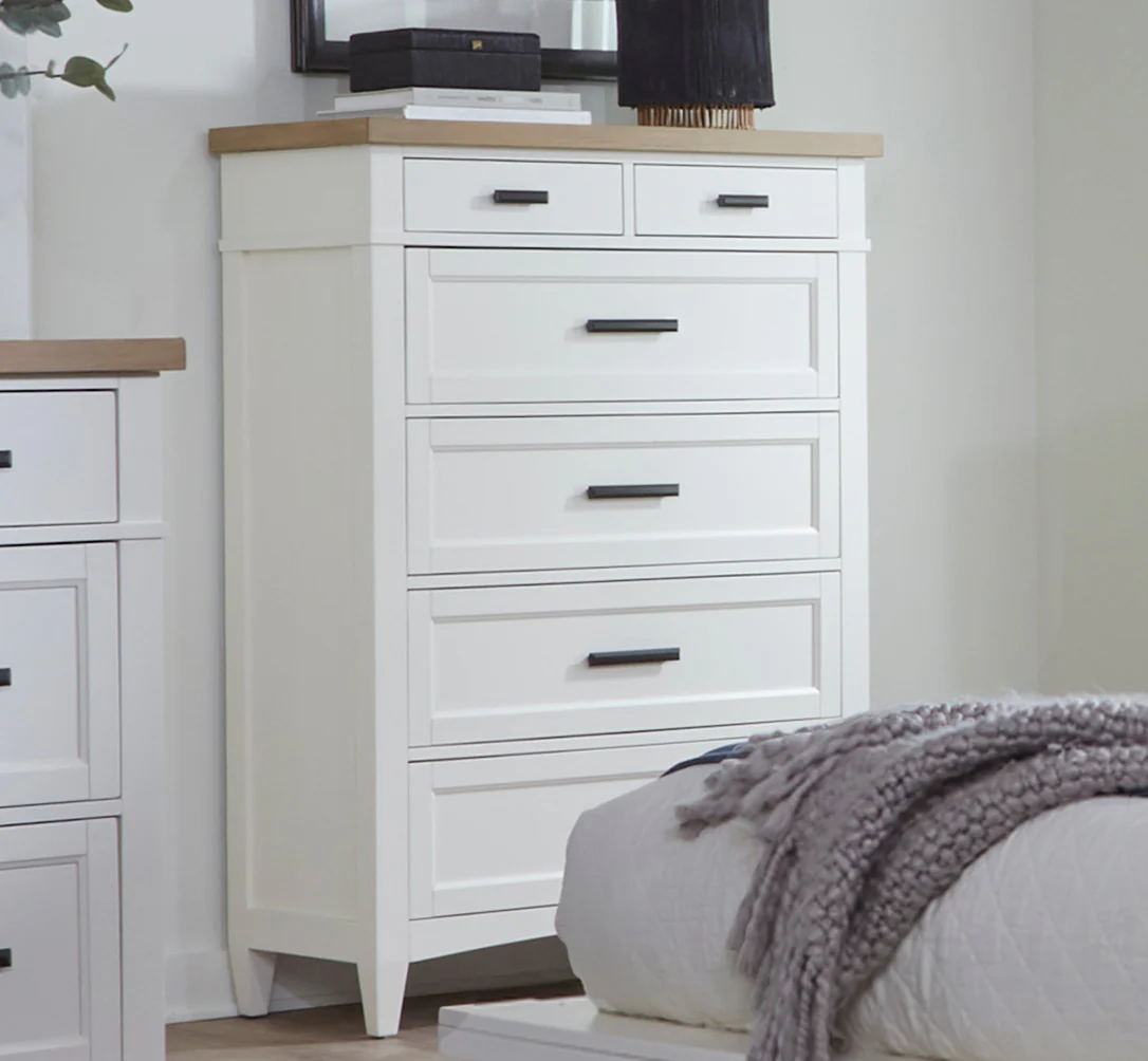 Parker House Americana Modern Bedroom King Platform Bed 2 Nightstands Dresser with Mirror and Chest - Image 7