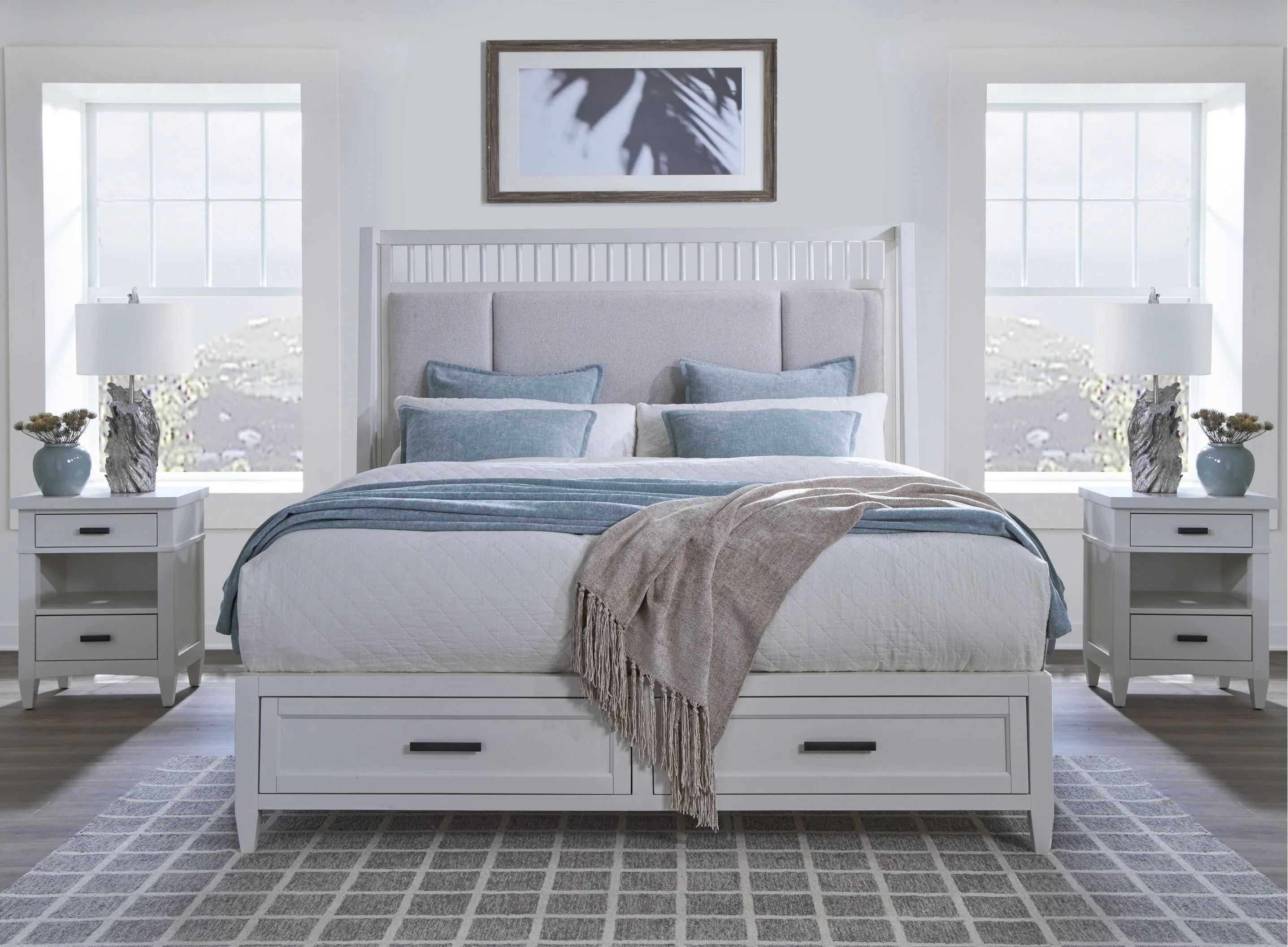 Parker House Americana Modern Bedroom King Shelter Bed with 2 Nightstands