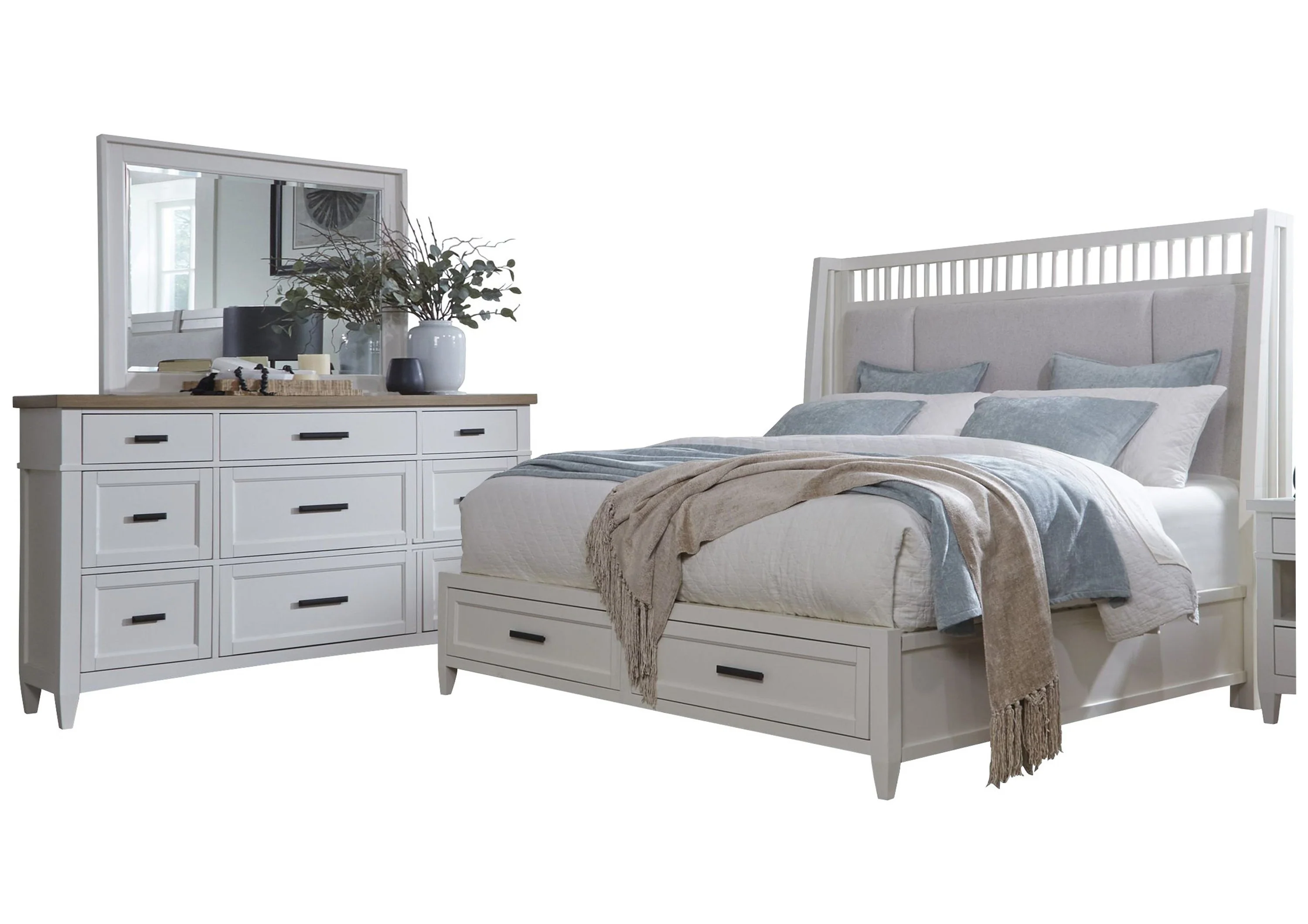 Parker House Americana Modern Bedroom Queen Shelter Bed with Dresser and Mirror - Image 2