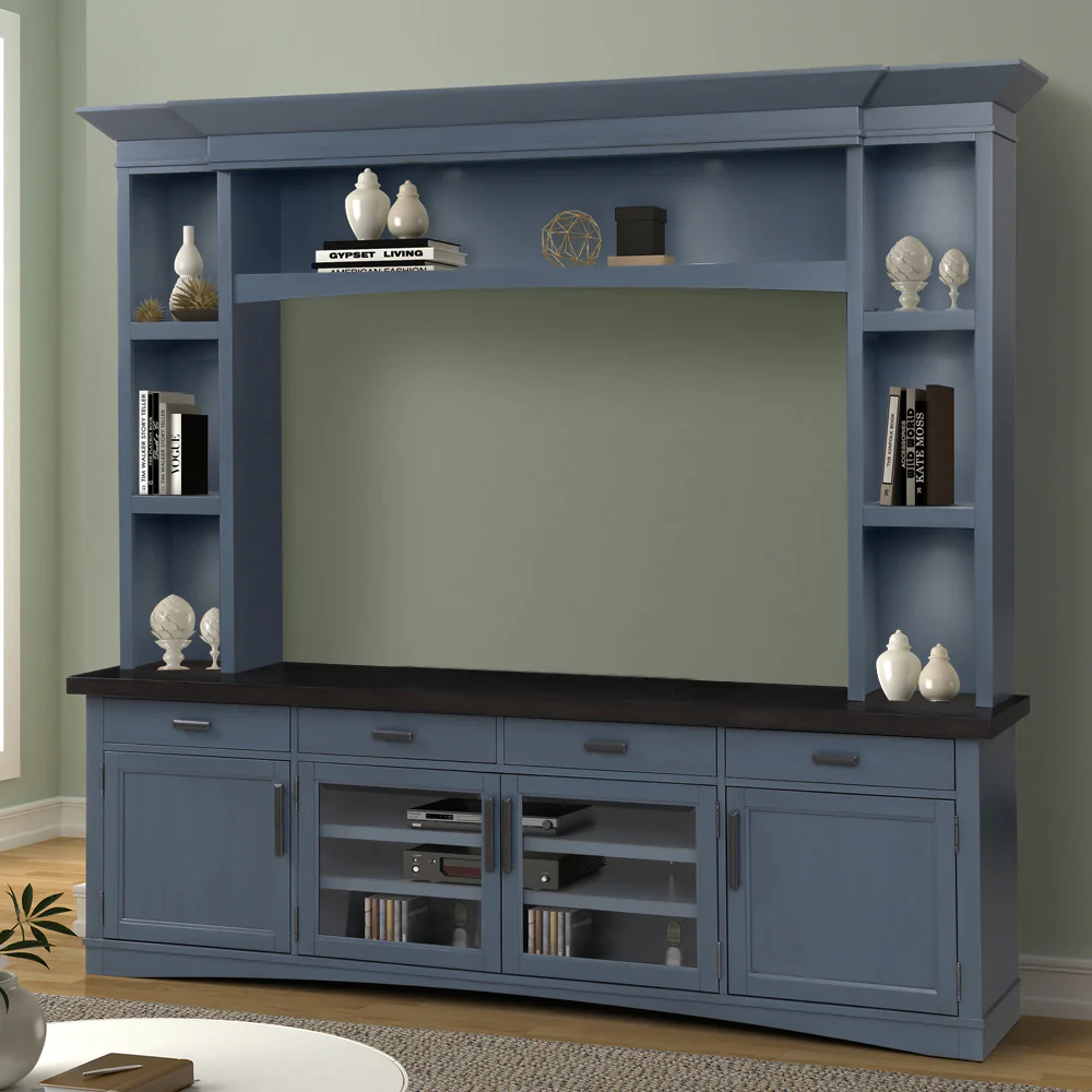 Parker House Americana Modern - Denim 92 In. TV Console with Hutch and LED Lights - Image 3