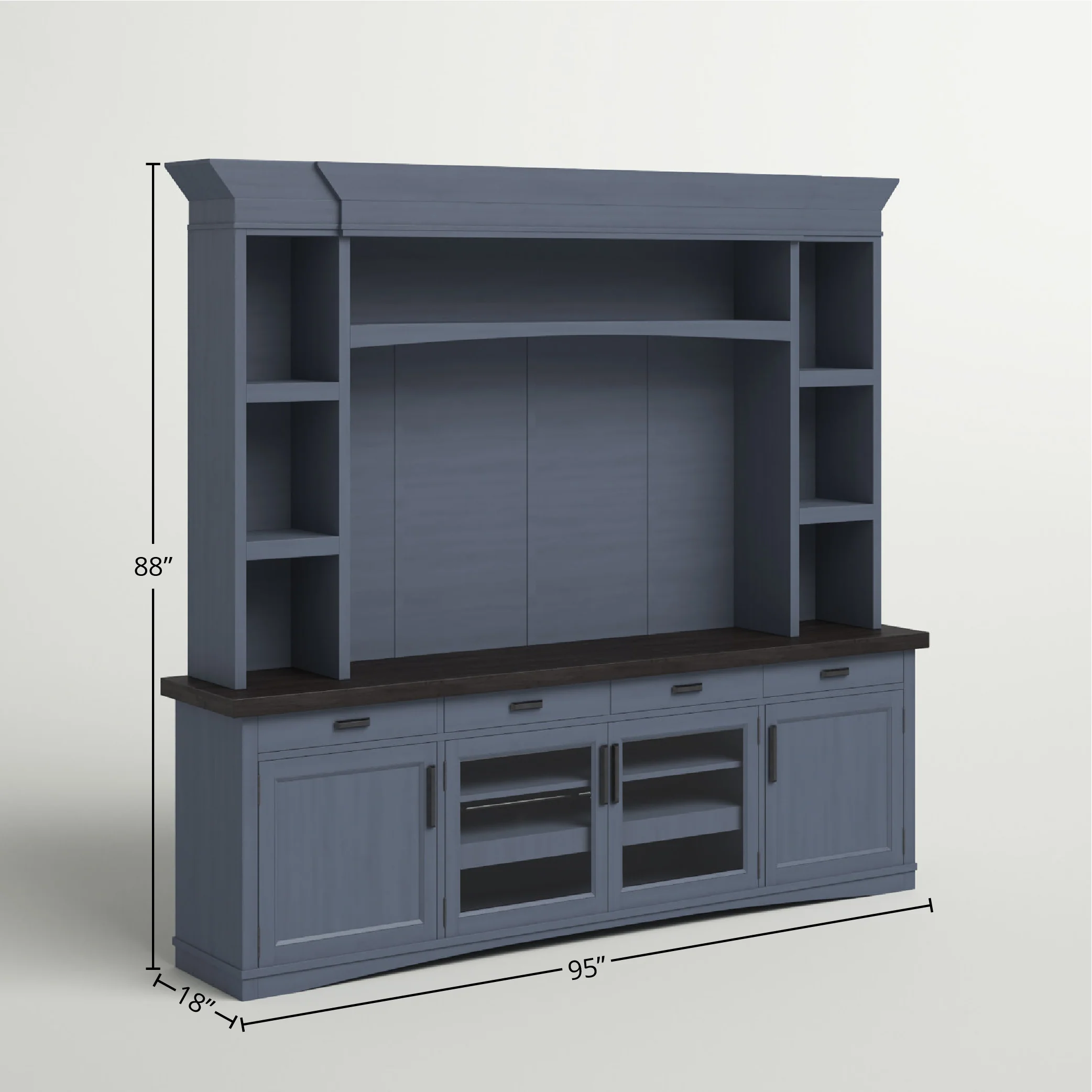 Parker House Americana Modern - Denim 92 In. TV Console with Hutch and LED Lights - Image 5