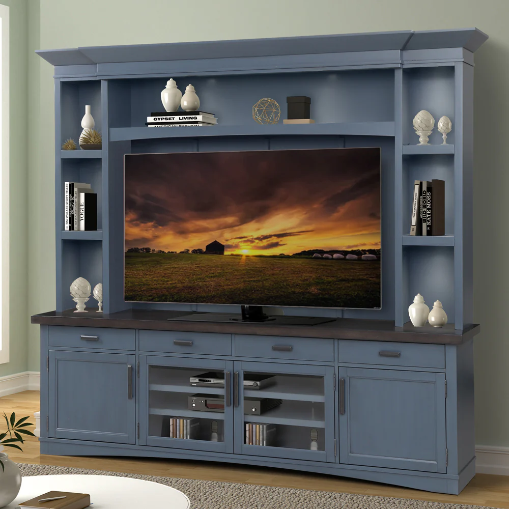 Parker House Americana Modern - Denim 92 In. TV Console with Hutch Back Panel and LED Lights - Image 2