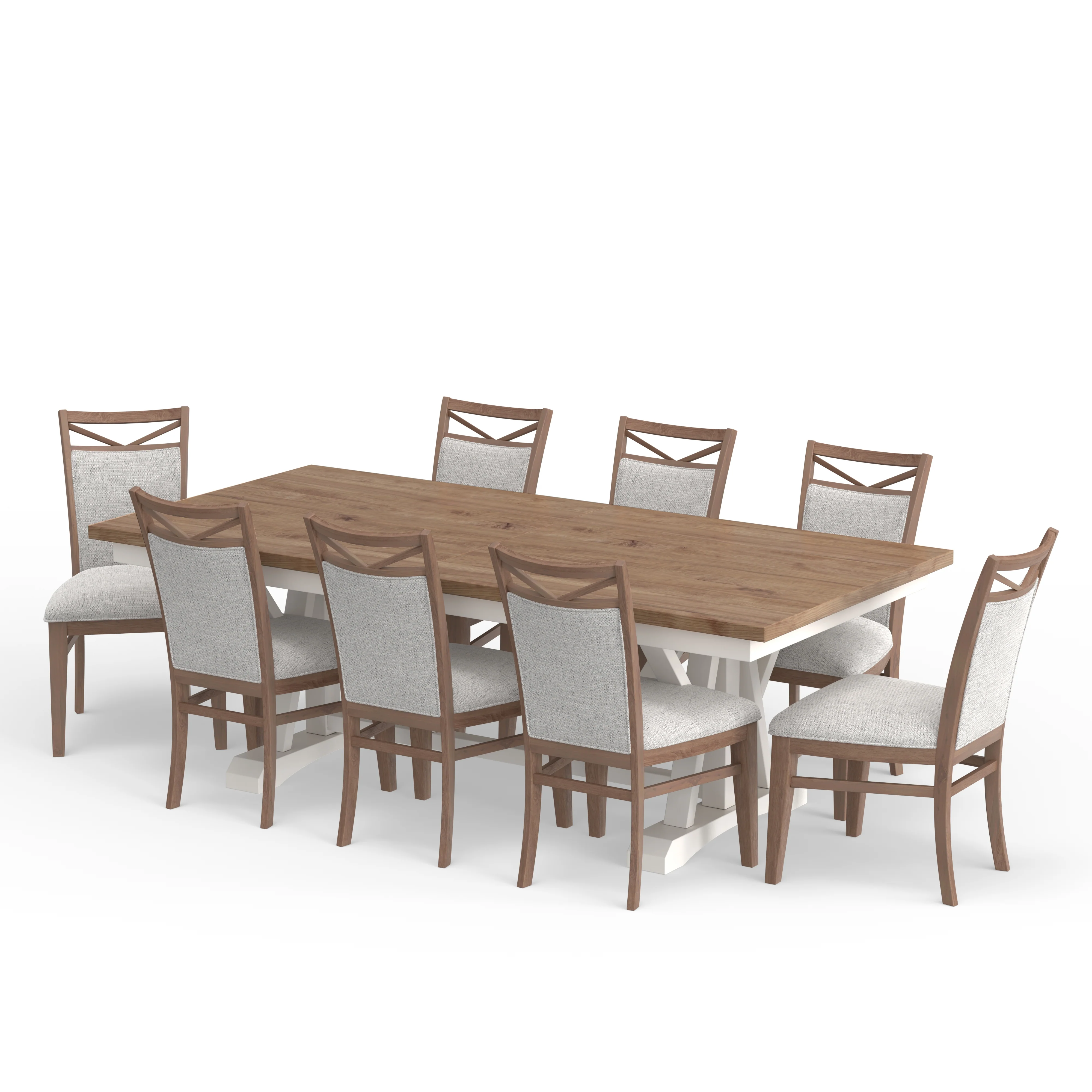 Parker House Americana Modern Dining Extendable Trestle Table with 8 Upholstered Chairs - Image 2