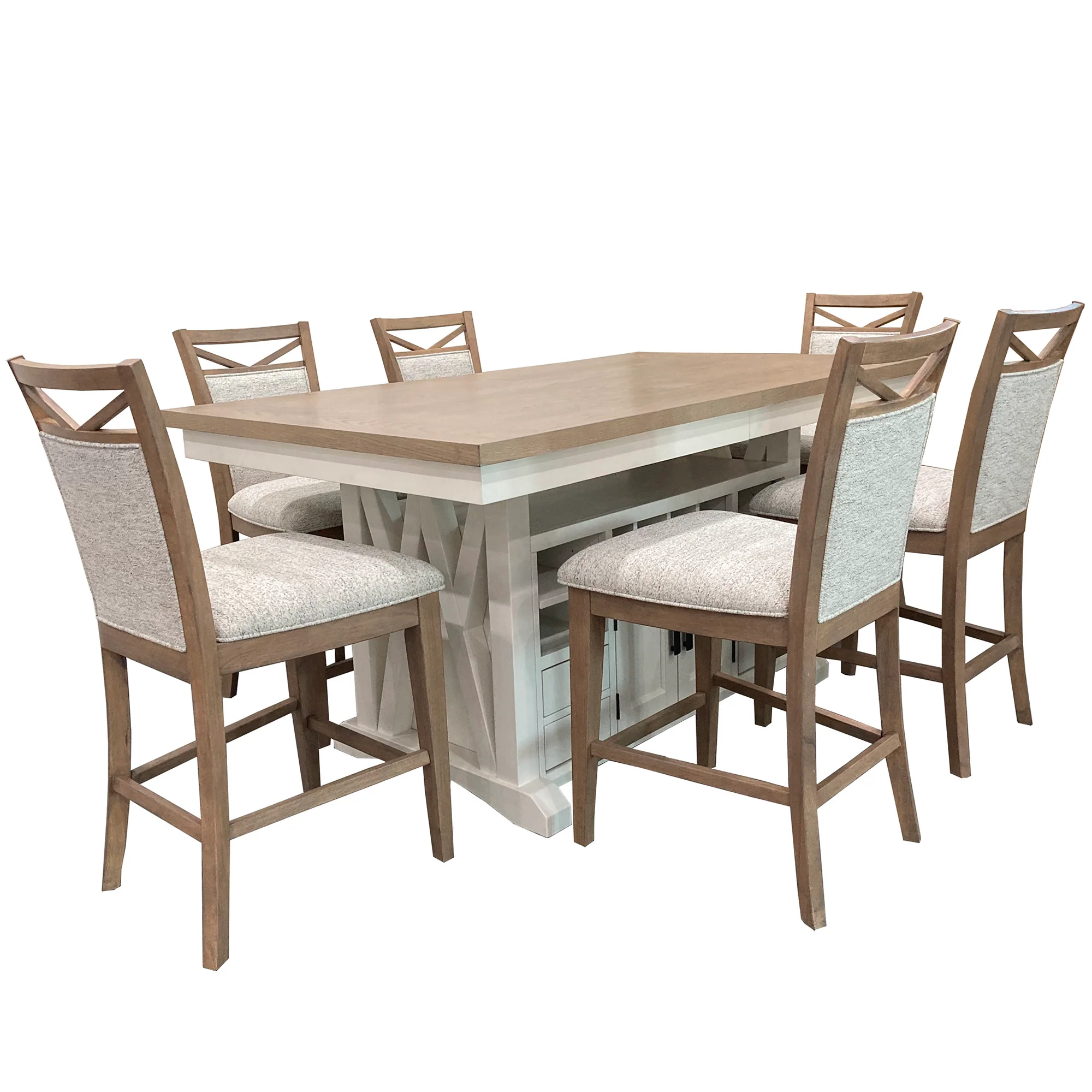 Parker House Americana Modern Dining Island Counter Height Table with 6 upholstered chairs - Image 5