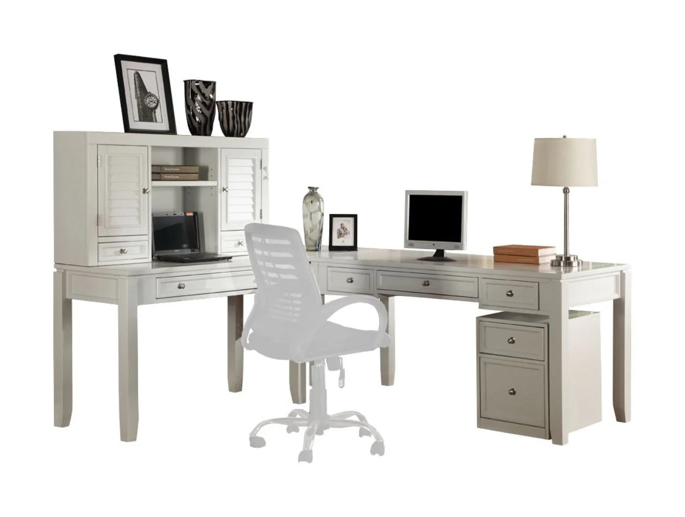 Parker House Boca 5 Piece L Shape Desk with Lateral File and Hutch - Image 2