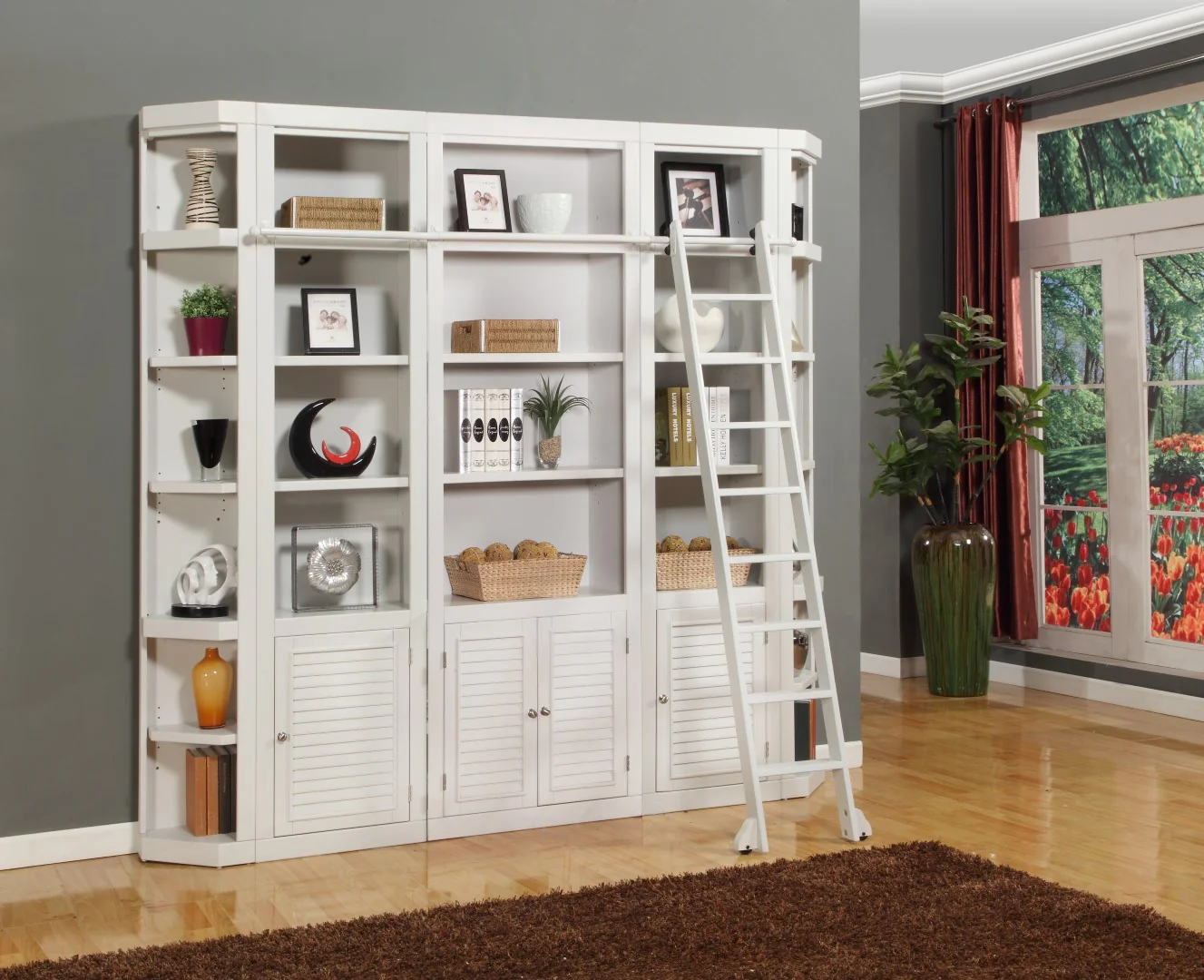 Parker House Boca 6 Piece Library Wall with Corner Bookcases