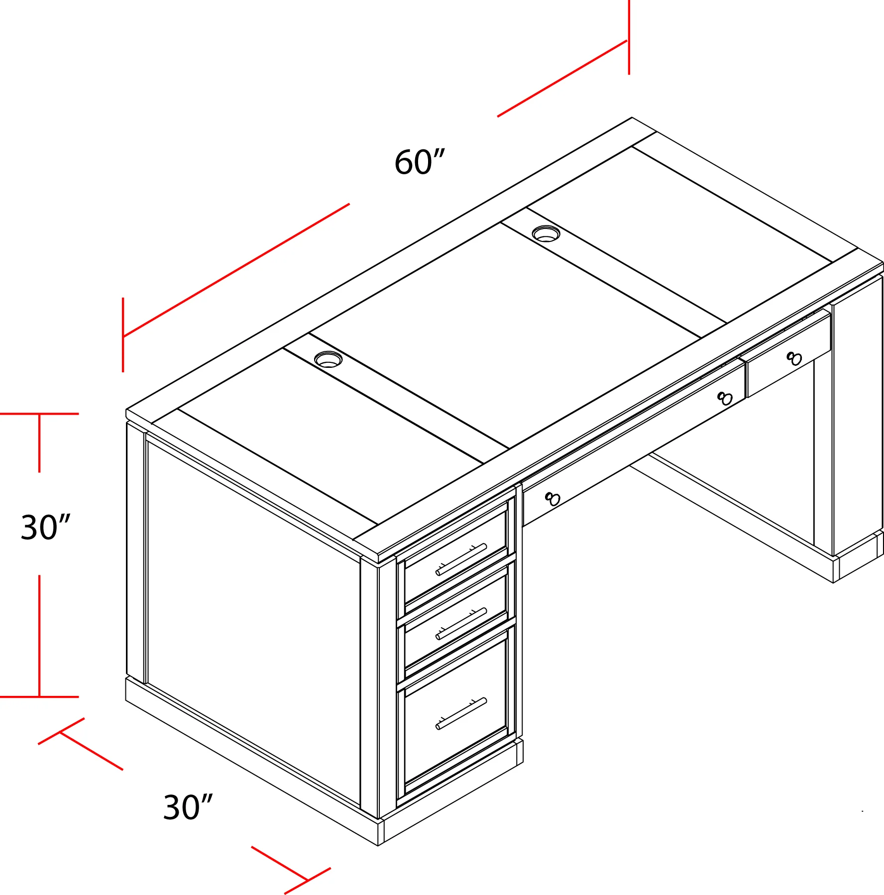 Parker House Catalina 60 In. Writing Desk with Power Center and USB - Image 7