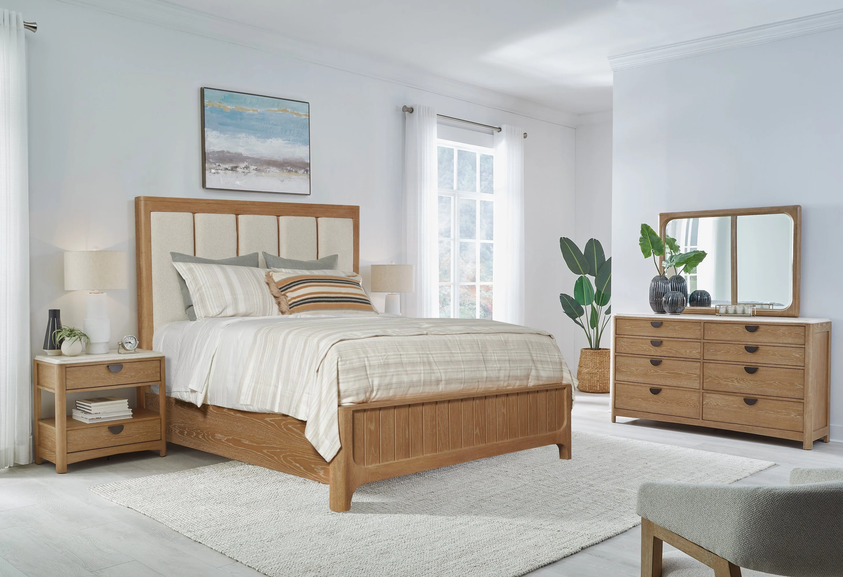 Parker House Escape - Bedroom King Panel Bed 2 Nightstands and Dresser with Mirror