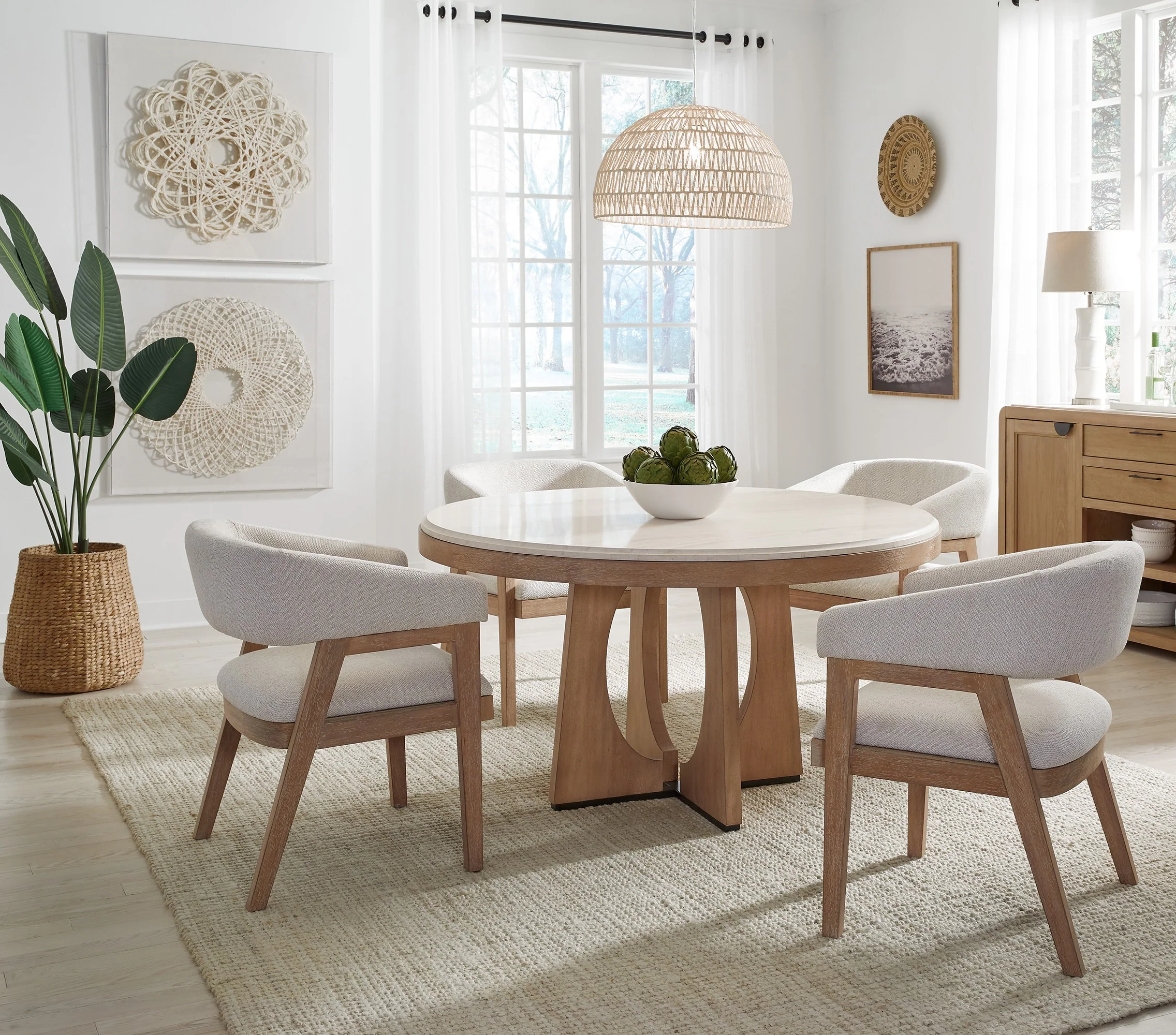 Parker House Escape - Dining 54" Round Table with 4 barrel chairs