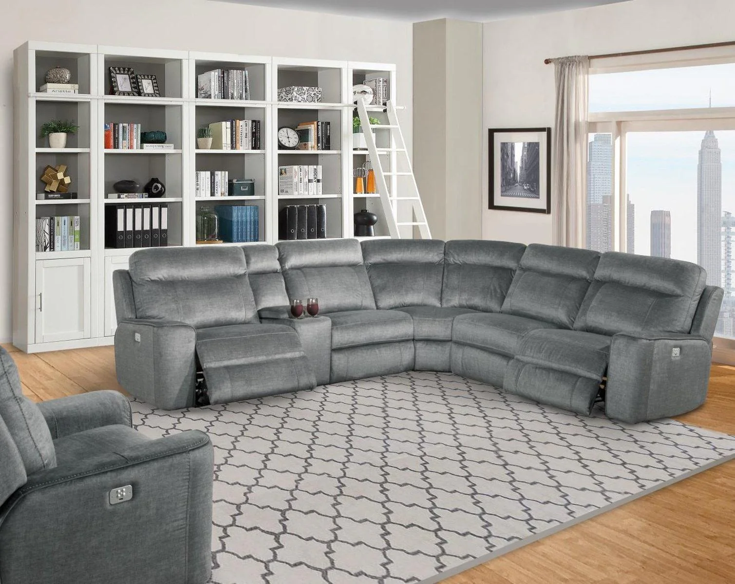 Parker House Parthenon RAF Chair Recliner Power with USB and Power Headrest in Titanium - Image 2