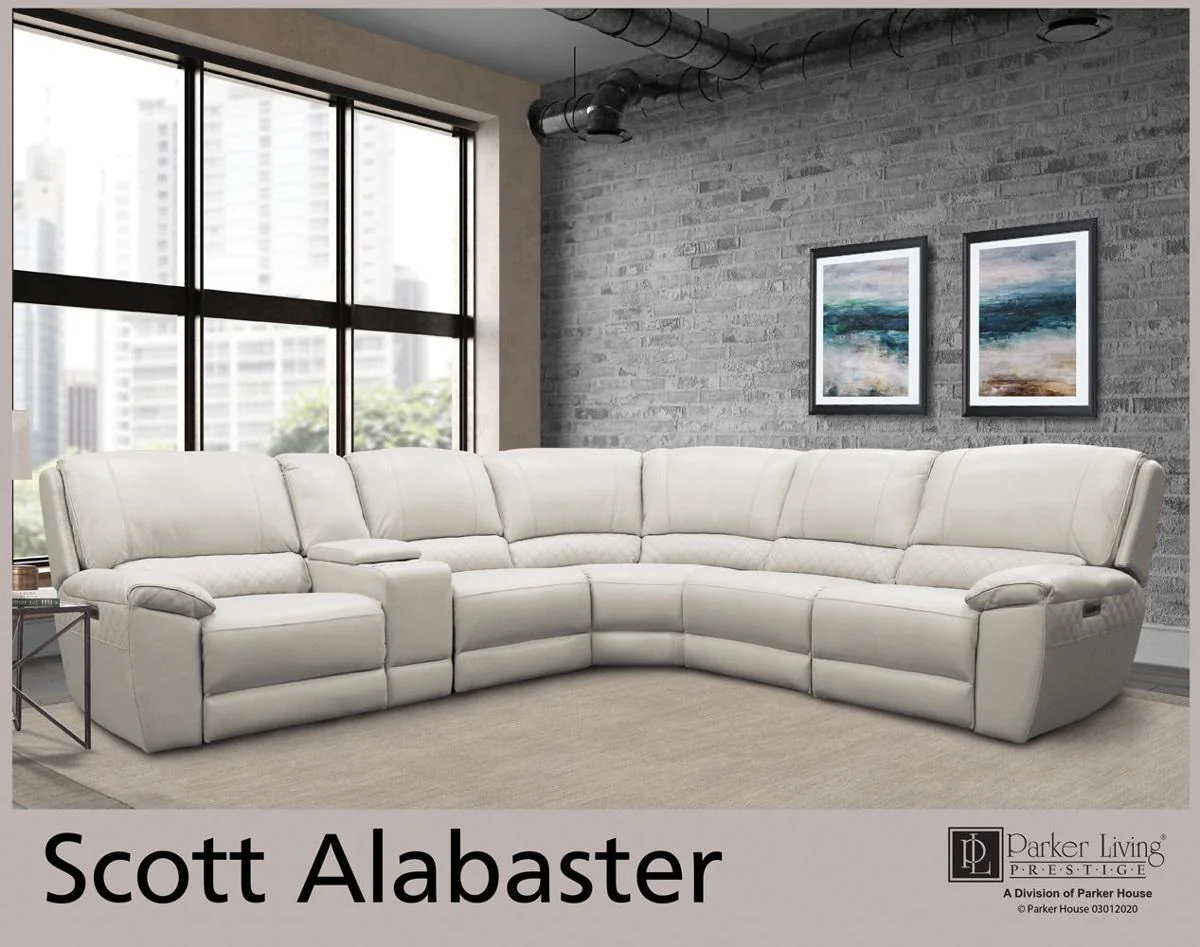 Parker House Scott Power Left Arm Facing Recliner in Alabaster - Image 2