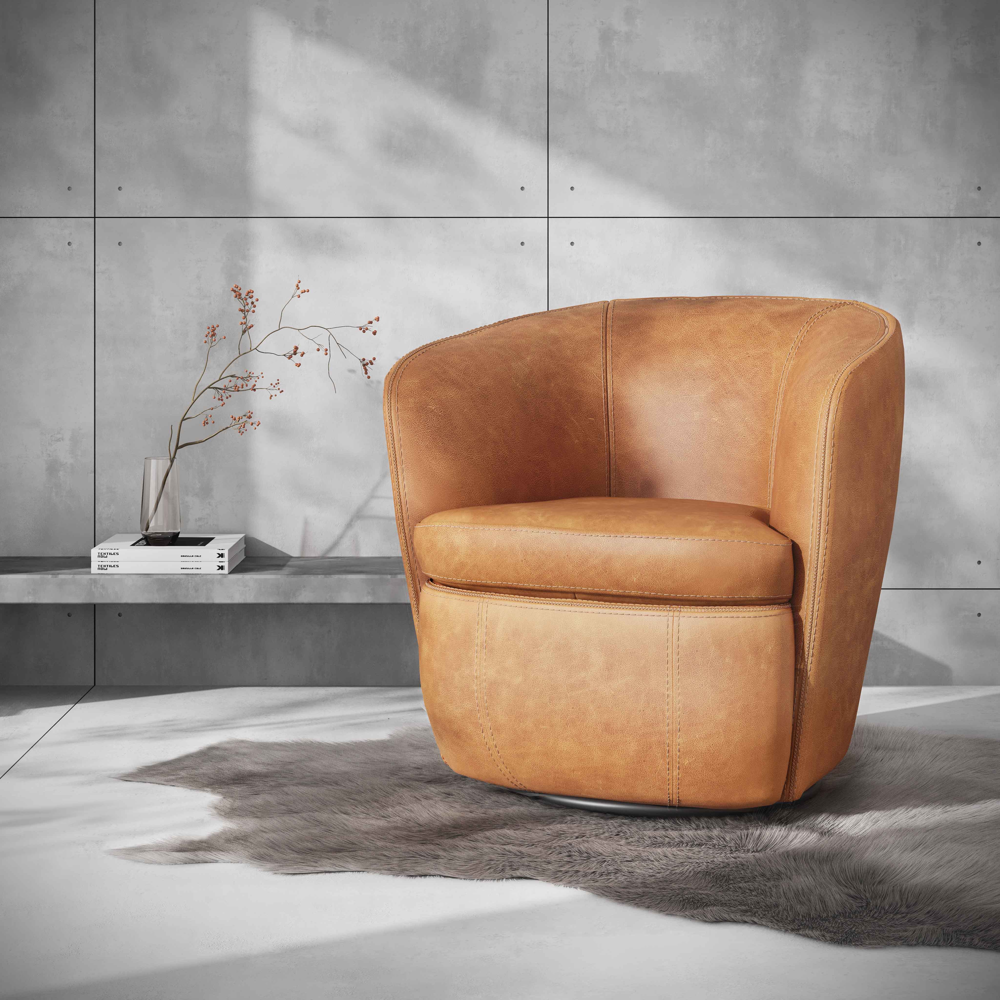 Parker Living Barolo - Vintage Caramel 100% Italian Leather Swivel Club Chair - Image 3