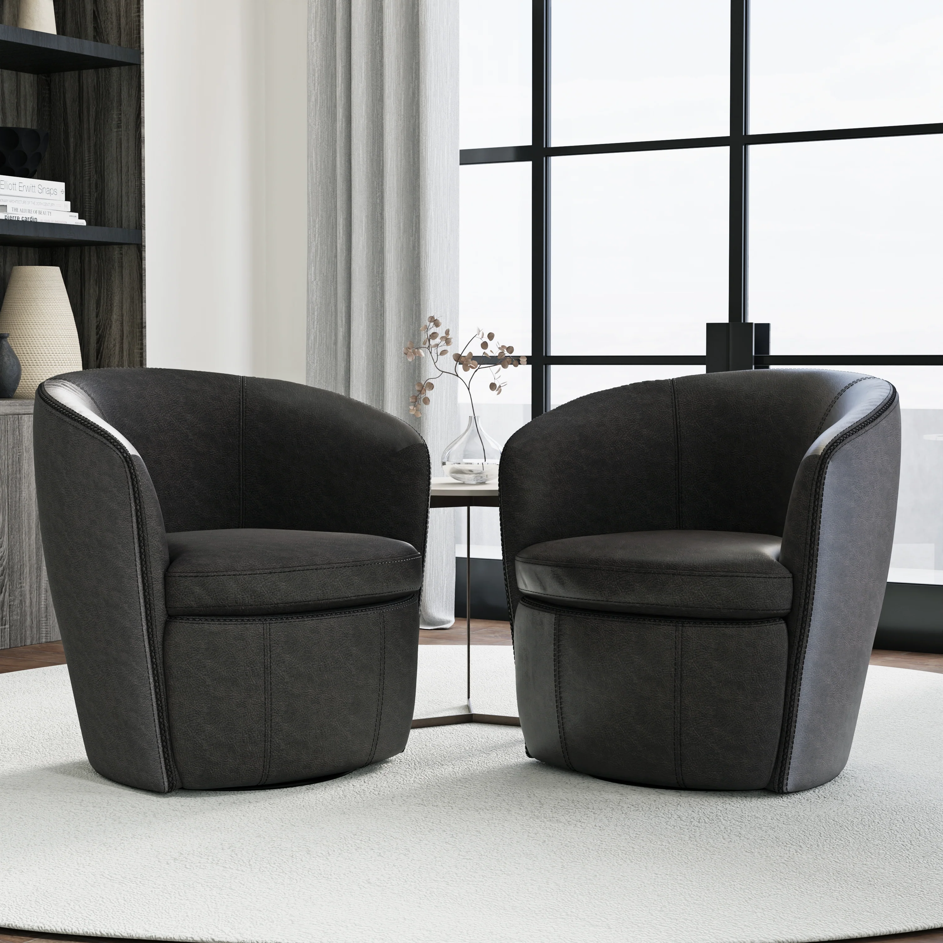 Parker Living Barolo - Vintage Slate 100% Italian Leather Swivel Club Chair - Image 3