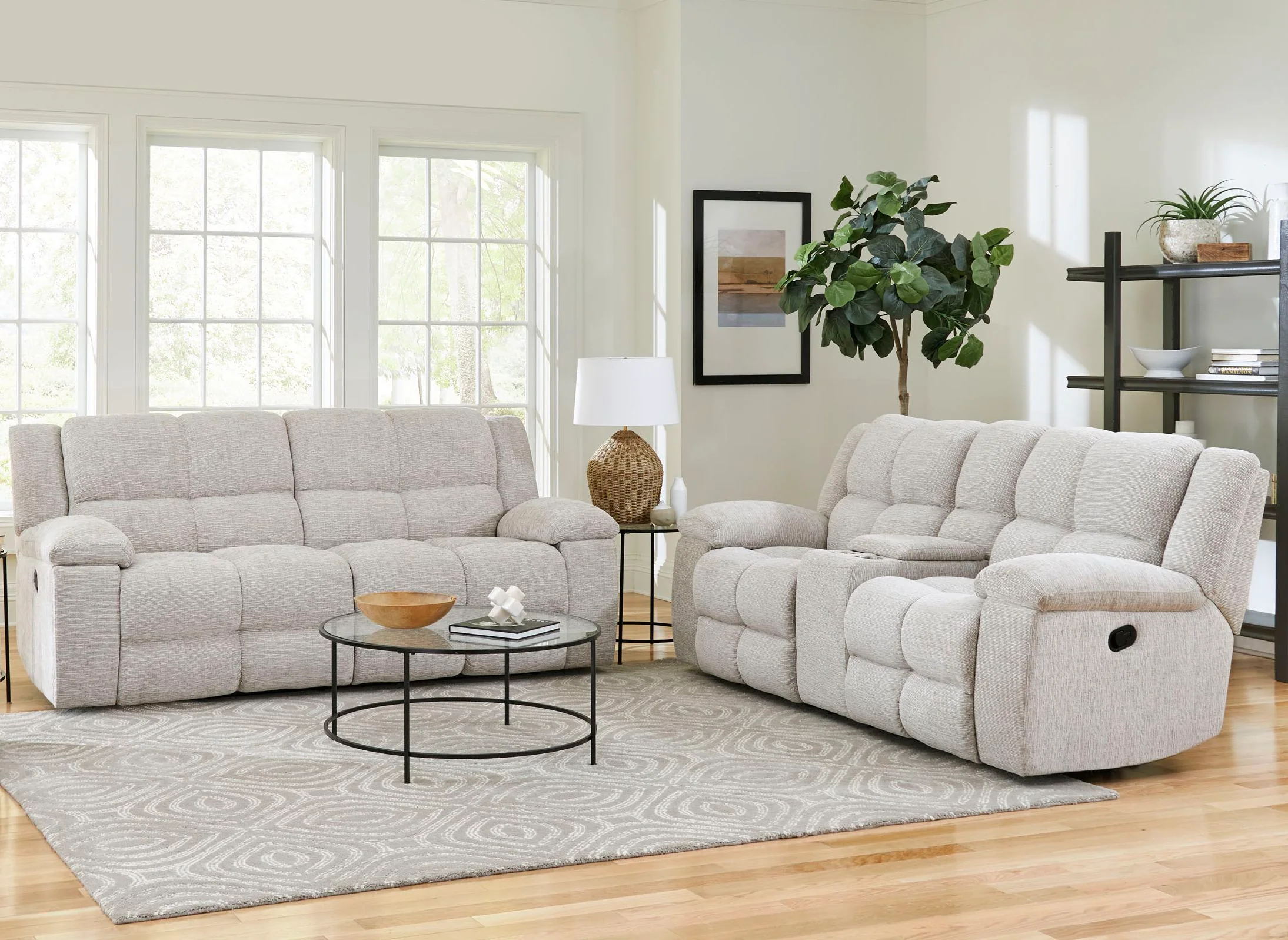 Parker Living Buster - Opal Taupe Manual Reclining Sofa and Loveseat