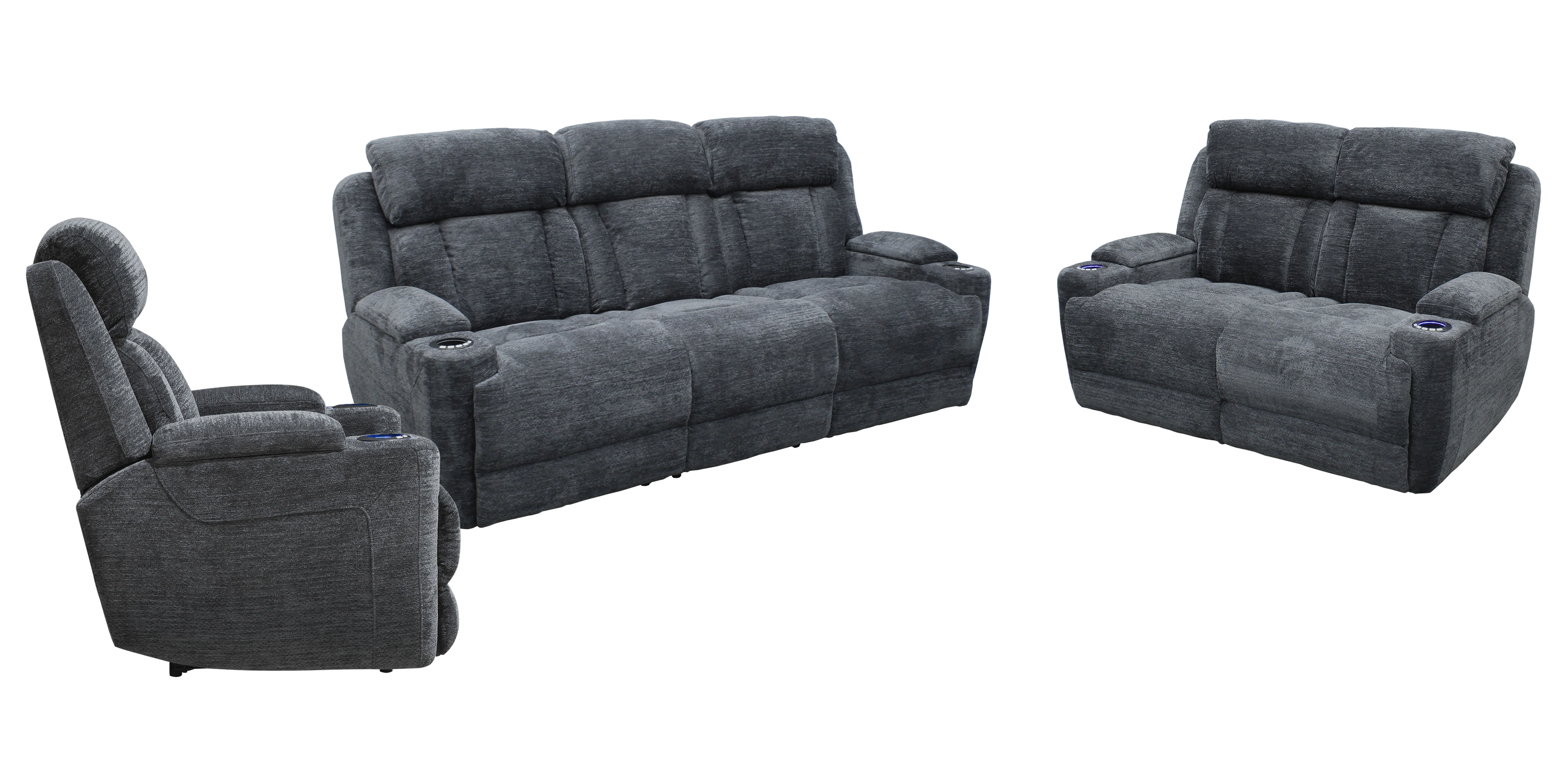Parker Living Dalton - Lucky Charcoal Power Reclining Sofa Loveseat and Recliner - Image 2
