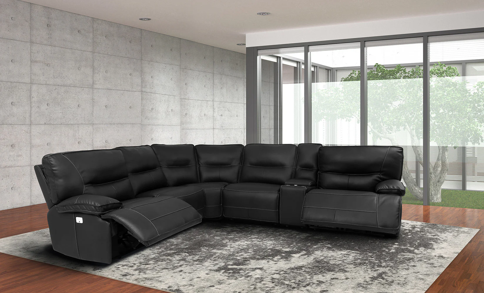 Parker Living Spartacus - Black 6 Piece Modular Power Reclining Sectional with Power Adjustable Headrests - Image 3