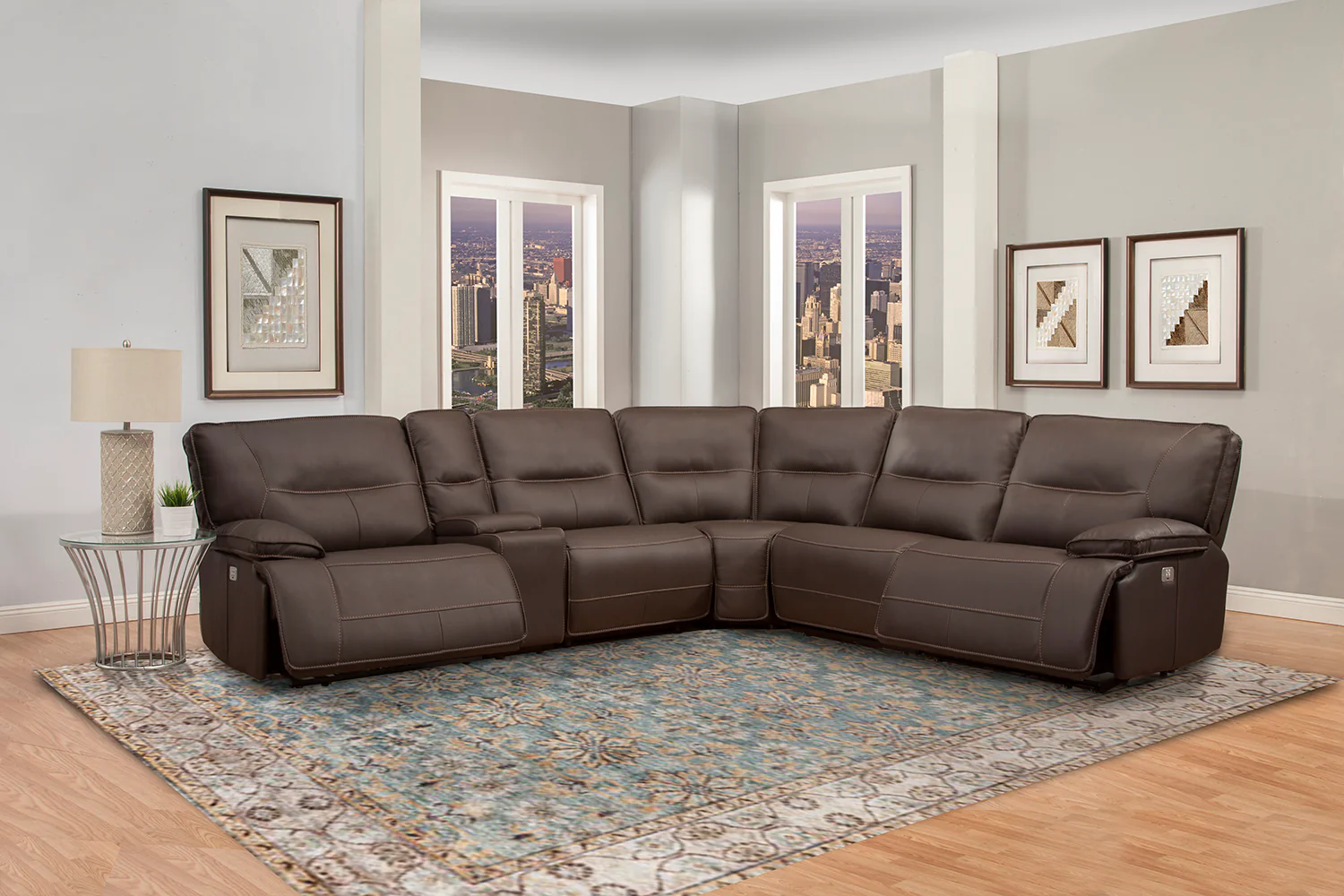 Parker Living Spartacus - Chocolate 6 Piece Modular Power Reclining Sectional with Power Adjustable Headrests - Image 3