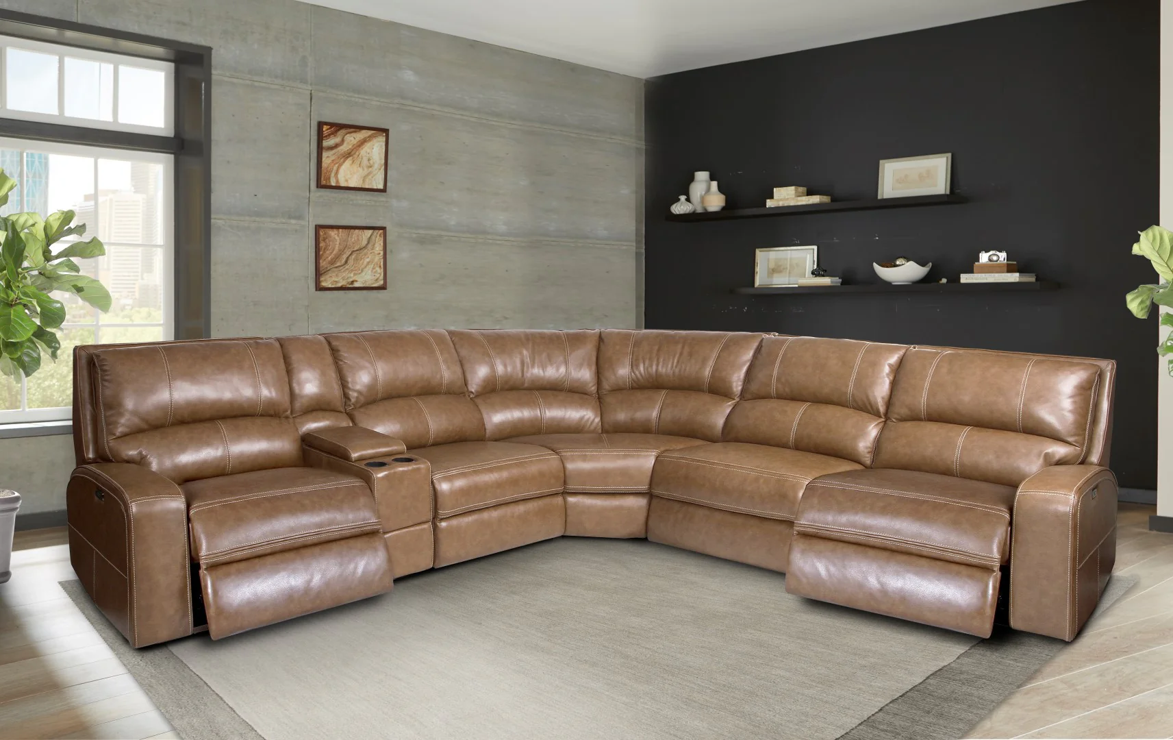 Parker Living Swift - Bourbon 6 Piece Modular Power Reclining Sectional with Power Adjustable Headrests - Image 3