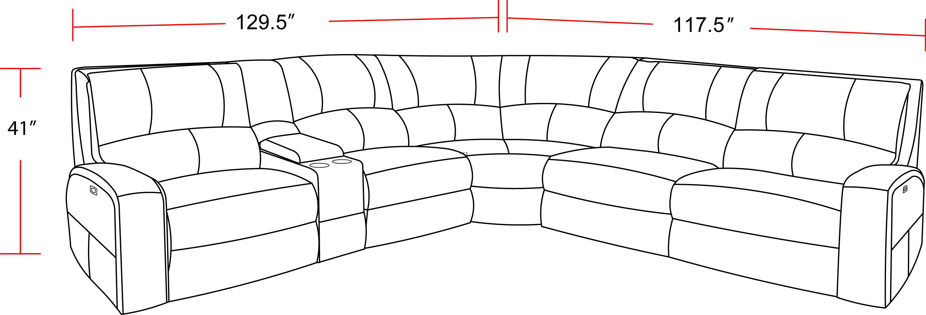 Parker Living Swift - Twilight 6 Piece Modular Power Reclining Sectional with Power Adjustable Headrests - Image 4