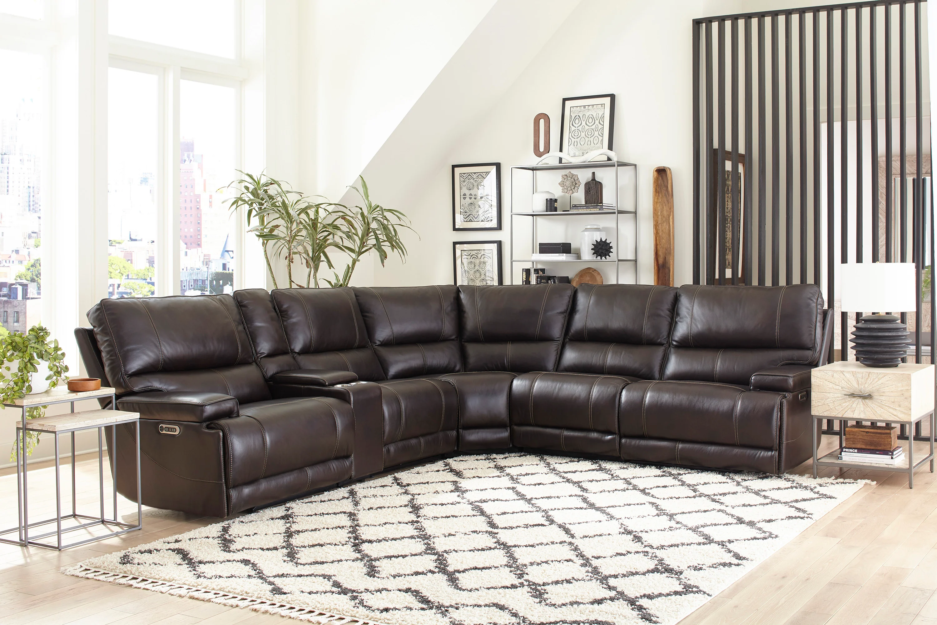Parker Living Whitman - Verona Coffee - Powered By Freemotion 6 Piece Modular Power Reclining Sectional with Power Adjustable Headrests - Image 2