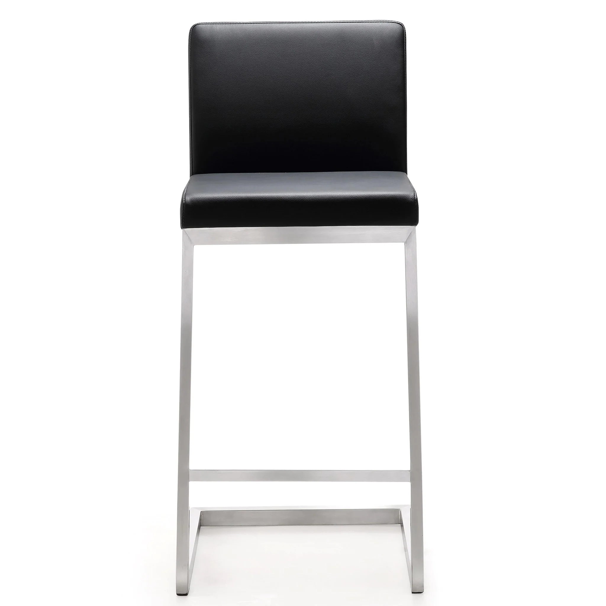 Parma Black Performance Vegan Leather and Stainless Steel Counter Stool - Set of 2 - Image 4
