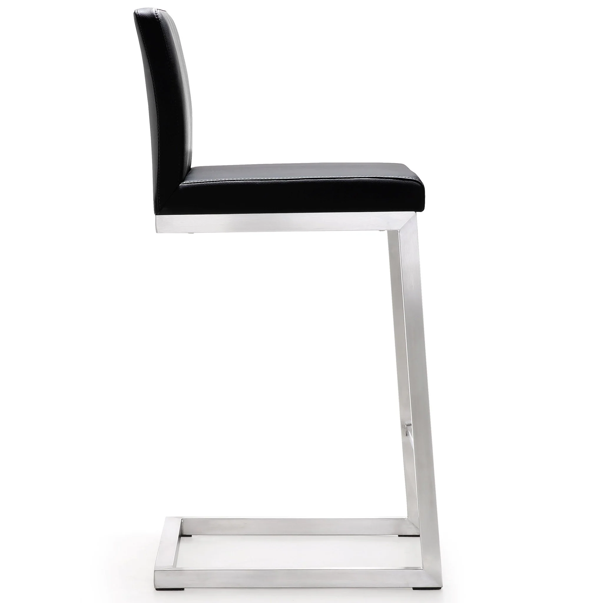 Parma Black Performance Vegan Leather and Stainless Steel Counter Stool - Set of 2 - Image 5