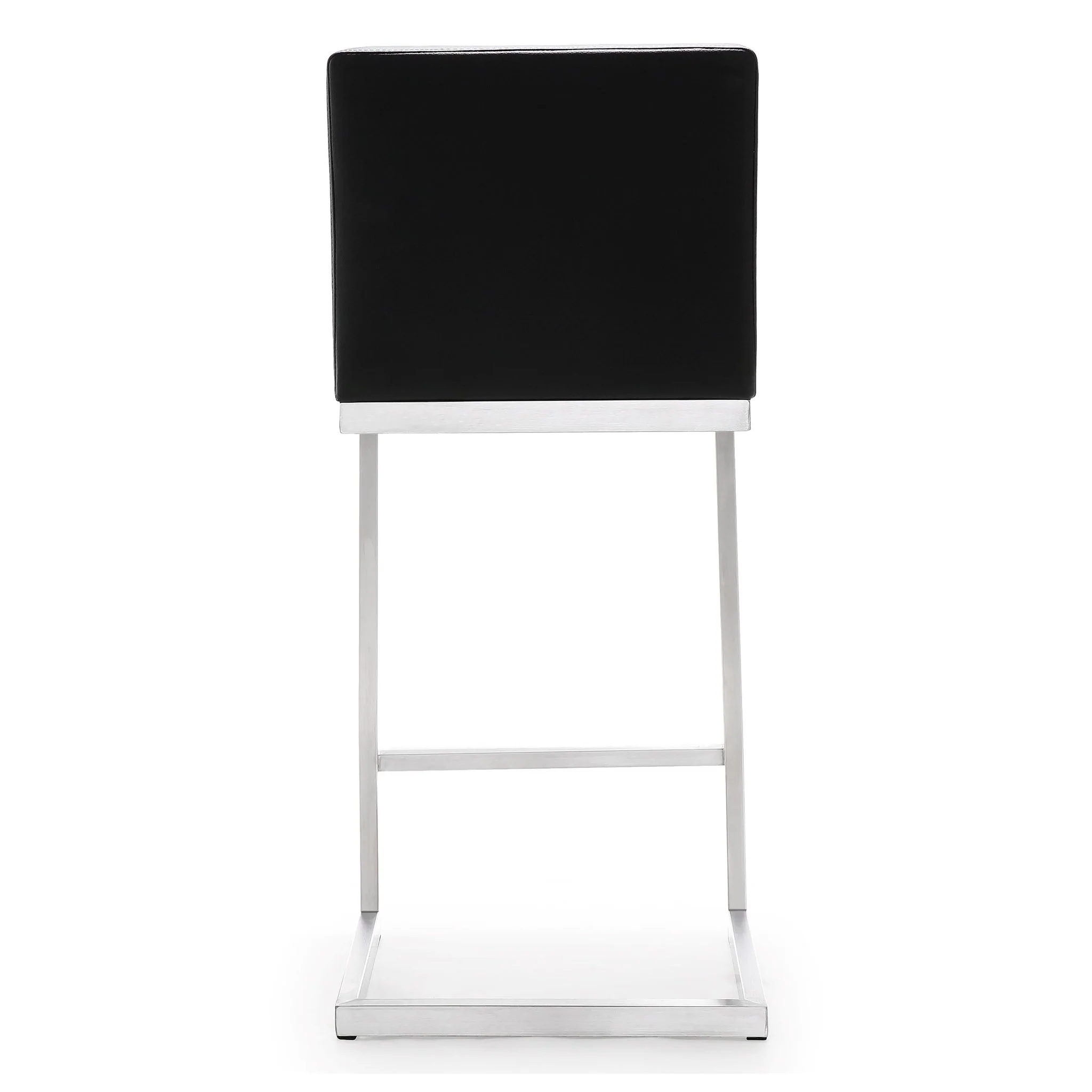 Parma Black Performance Vegan Leather and Stainless Steel Counter Stool - Set of 2 - Image 6