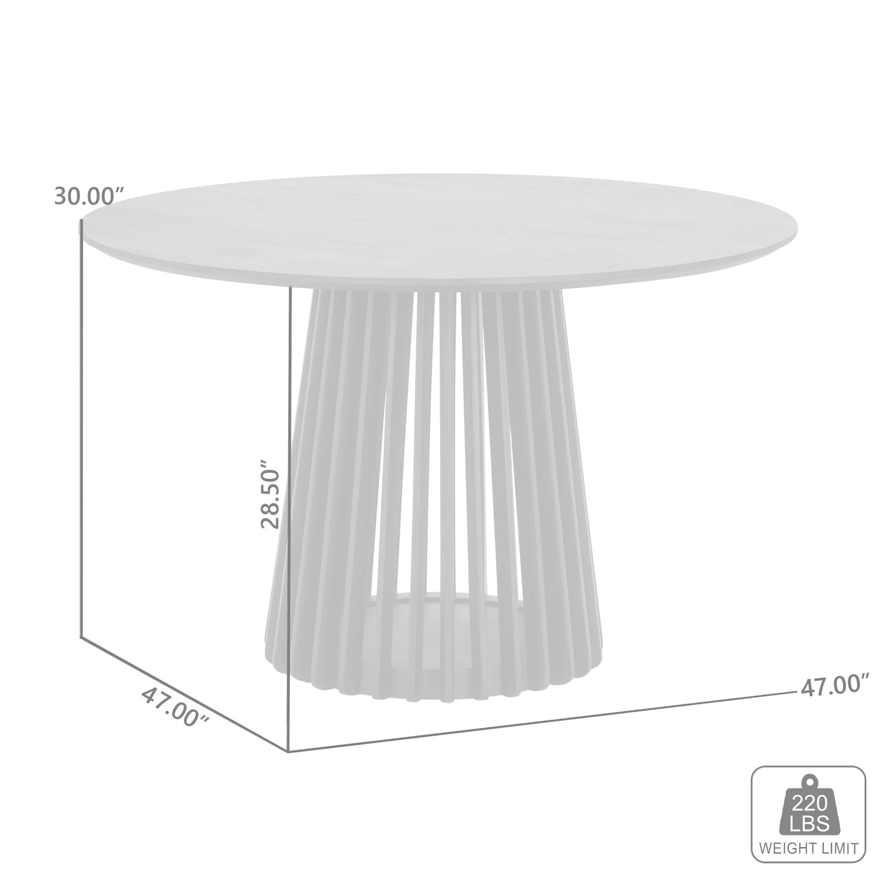Pasadena 47" Wood Round Dining Table in Black Oak Finish - Image 6