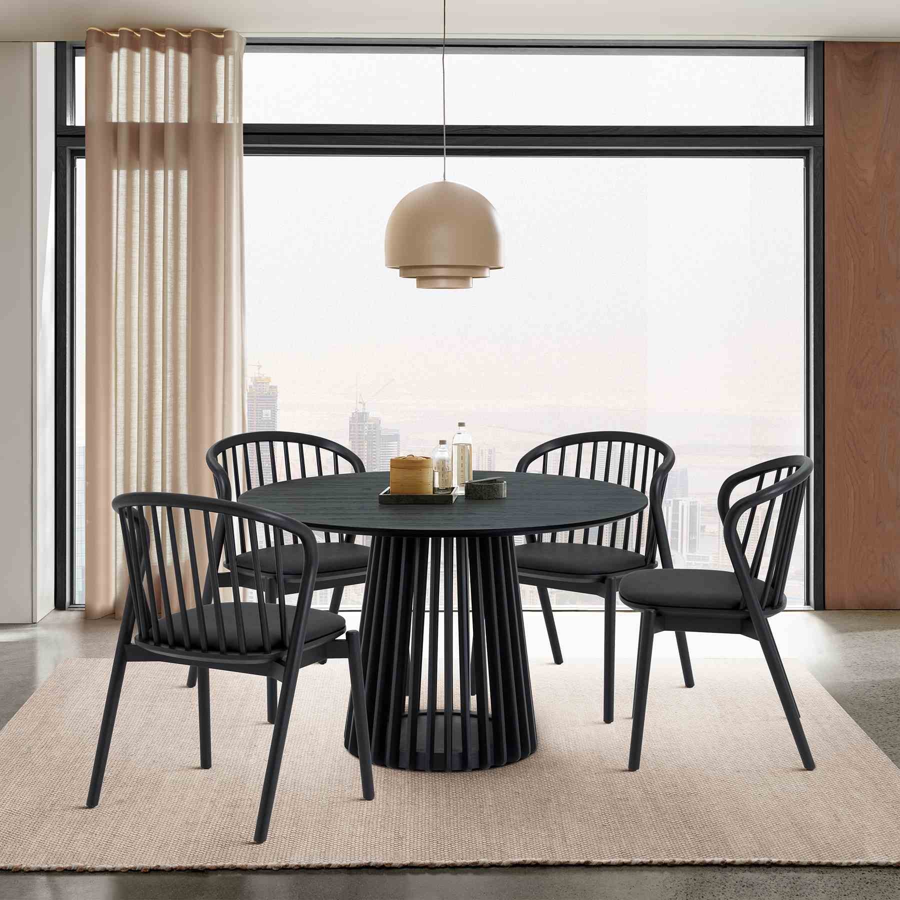 Pasadena 47" Wood Round Dining Table in Black Oak Finish - Image 8