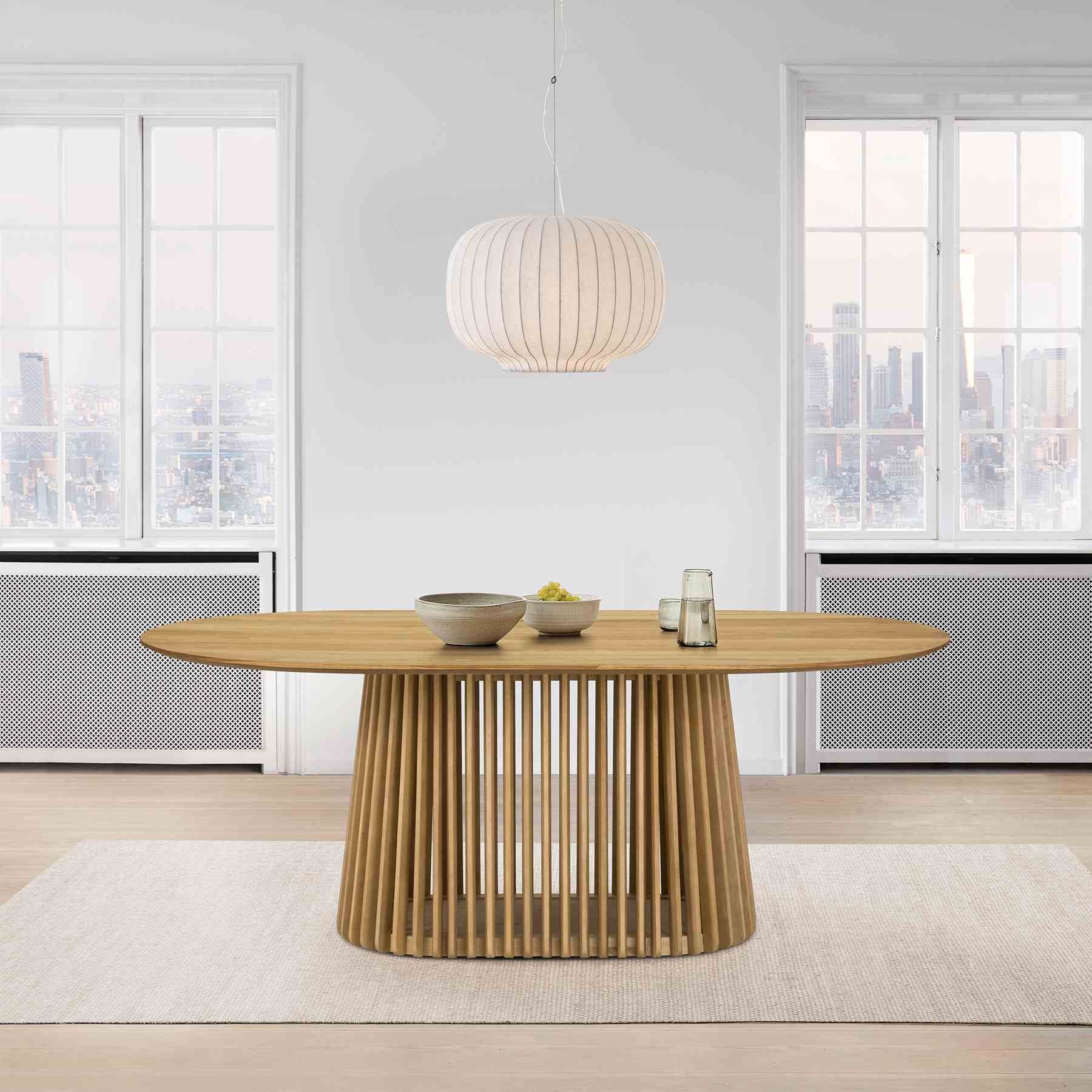 Pasadena 79" Wood Oval Dining Table in Natural Oak Finish - Image 8