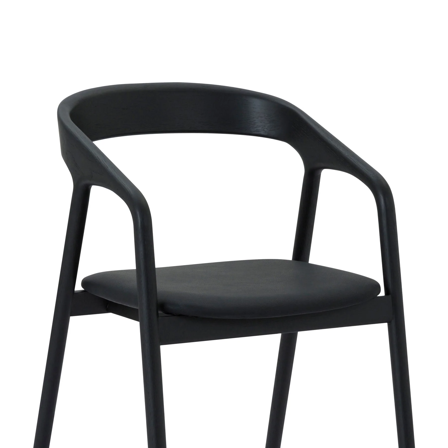 Pasadena Apache 5 Piece Round Dining Set in Black Oak Finish with Black Faux Leather - Image 5