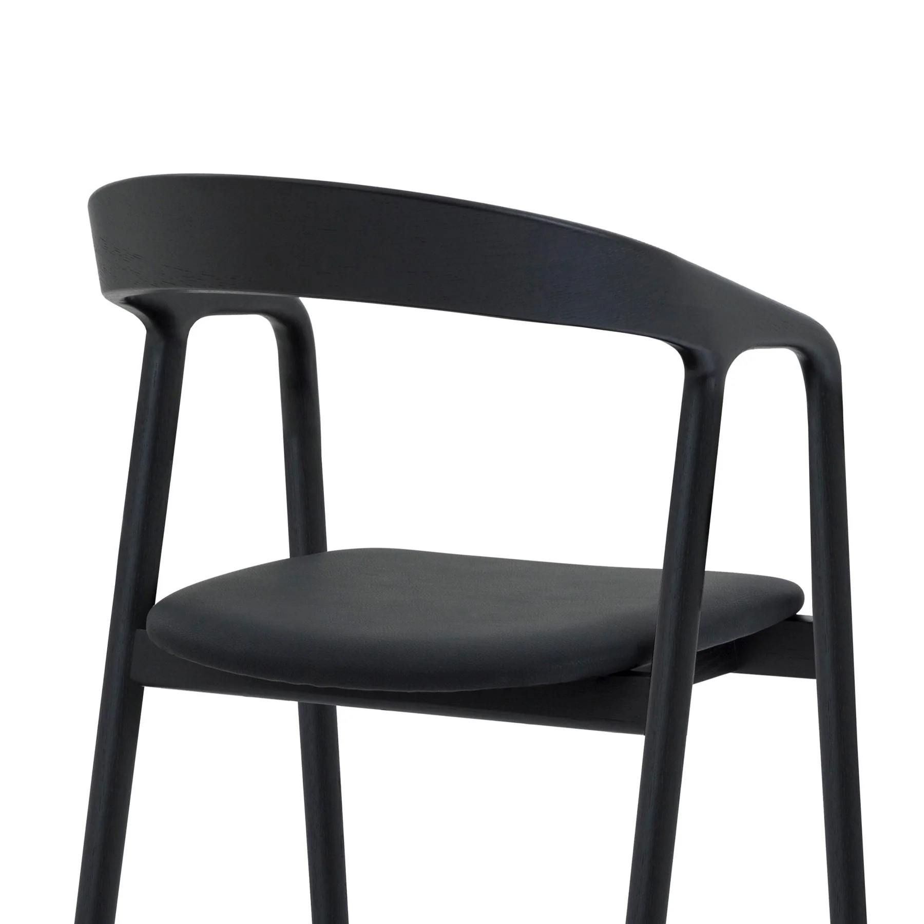 Pasadena Apache 5 Piece Round Dining Set in Black Oak Finish with Black Faux Leather - Image 6