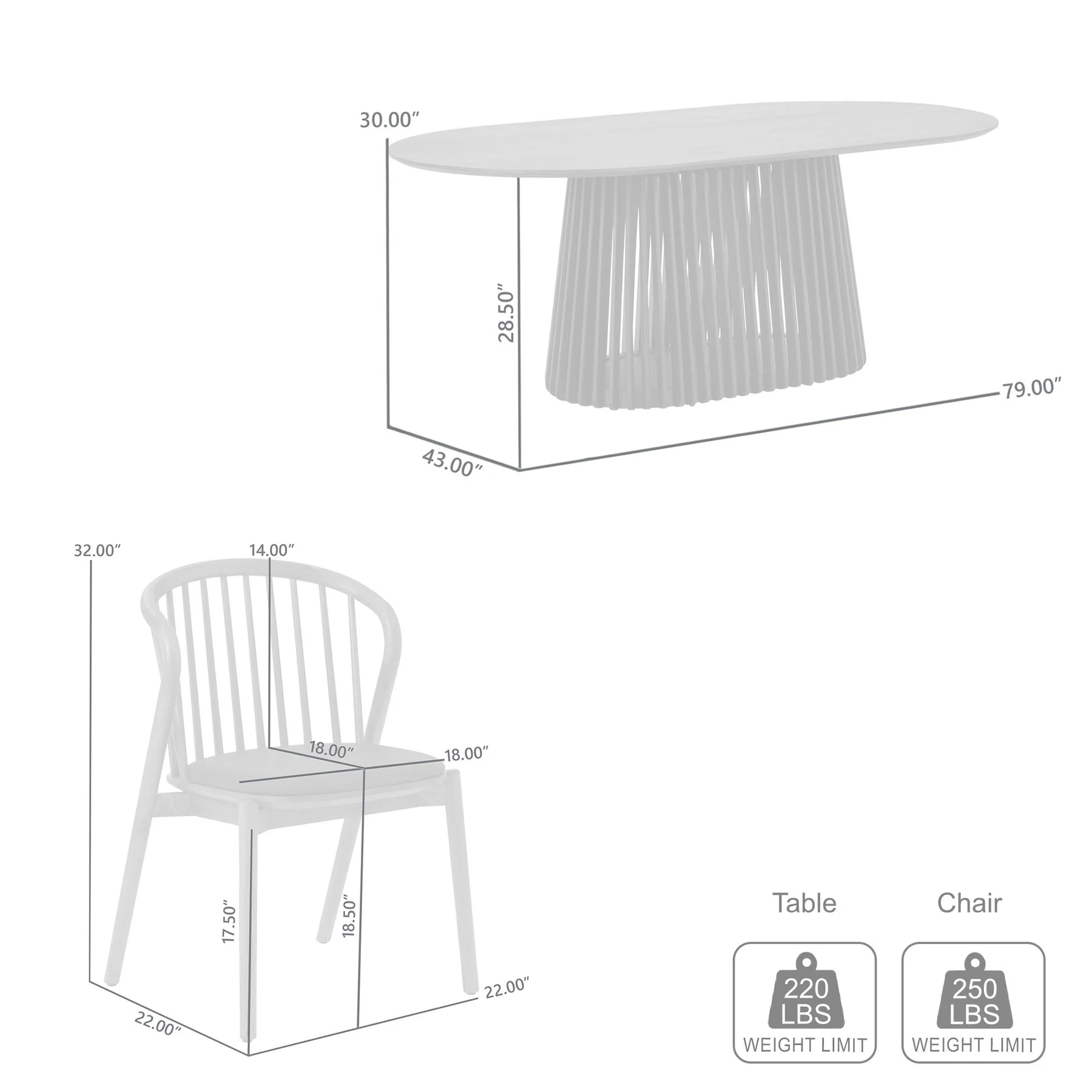 Pasadena Echo 5 Piece Oval Dining Set in Black Oak Finish with Walnut Finish Chairs - Image 11