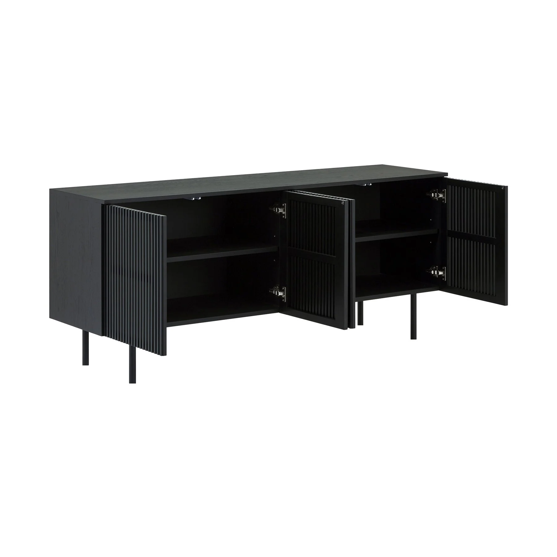 Pasadena Echo 6 Piece Round Dining Set with Buffet in Black Finish with Walnut Finish Table Top and Chairs - Image 6