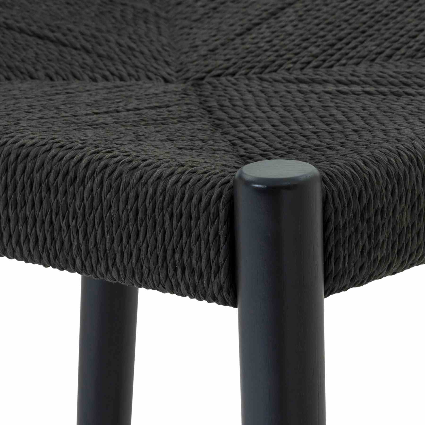 Pasadena Erie 5 Piece Oval Dining Set in Black Oak Finish with Black Paper Cord Chairs - Image 8