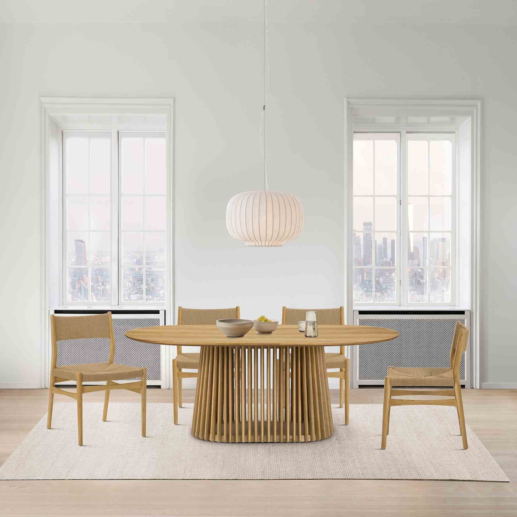 Pasadena Erie 5 Piece Oval Dining Set in Natural Oak Finish with Paper Cord Chairs - Image 12