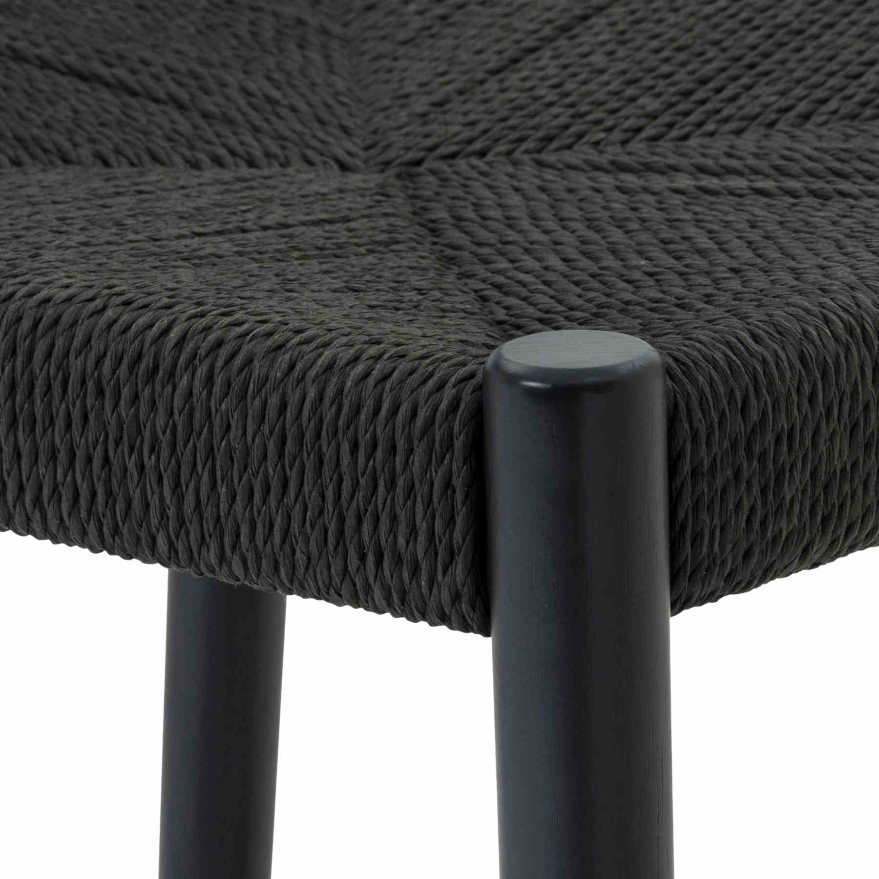 Pasadena Erie 5 Piece Round Dining Set in Black Oak Finish with Paper Cord Chairs - Image 7