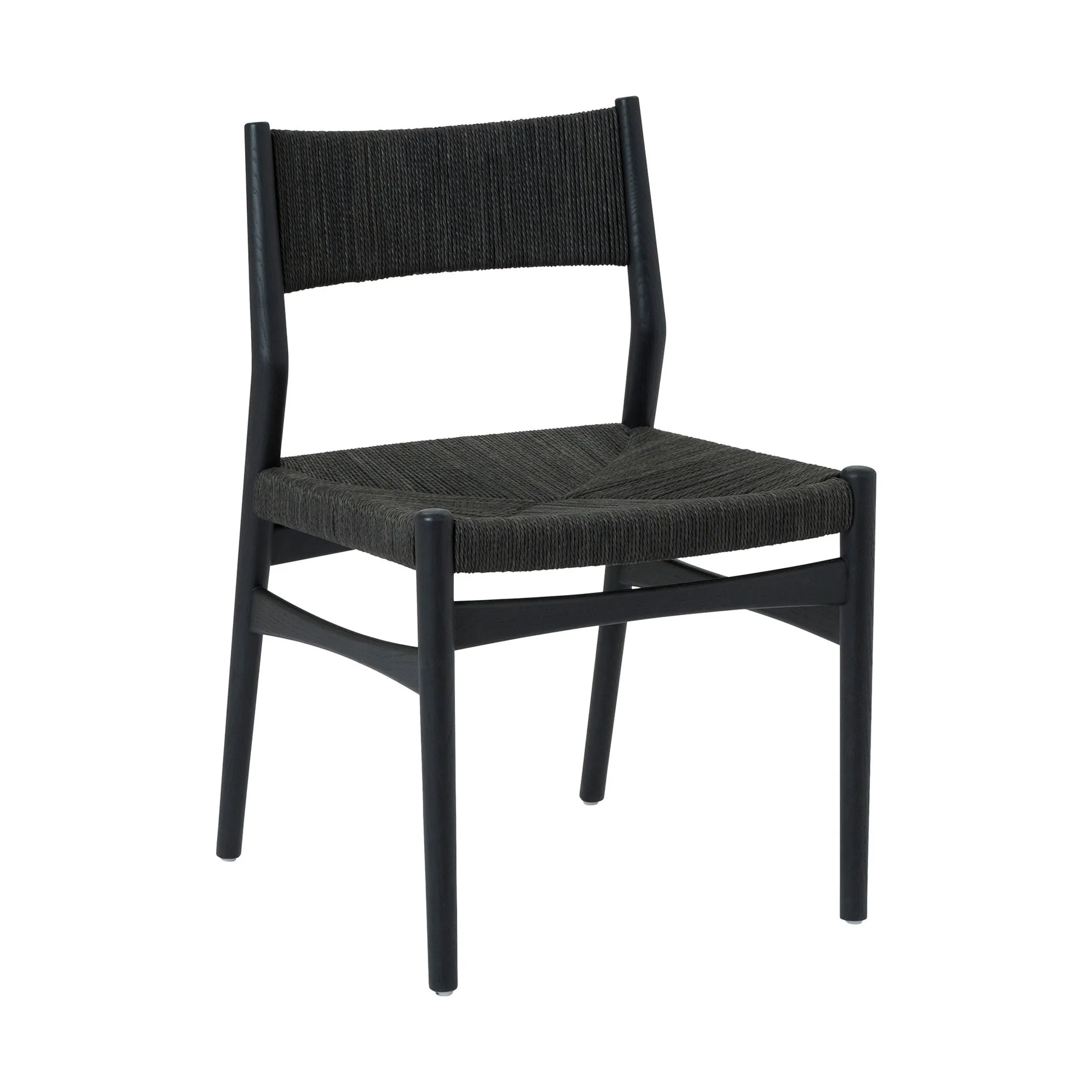 Pasadena Erie 5 Piece Round Dining Set in Natural Oak Finish with Black Paper Cord Chairs - Image 2