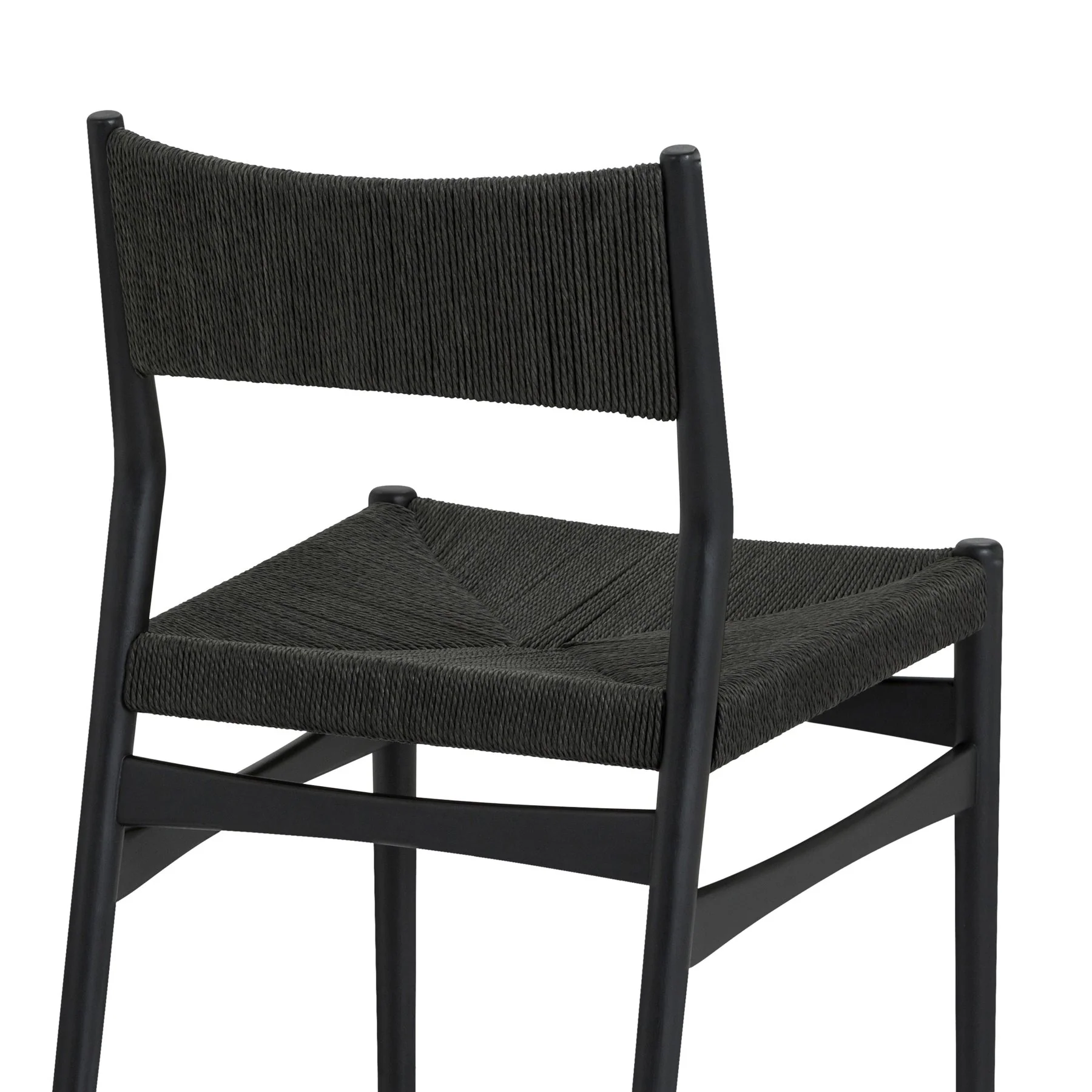 Pasadena Erie 5 Piece Round Dining Set in Natural Oak Finish with Black Paper Cord Chairs - Image 6