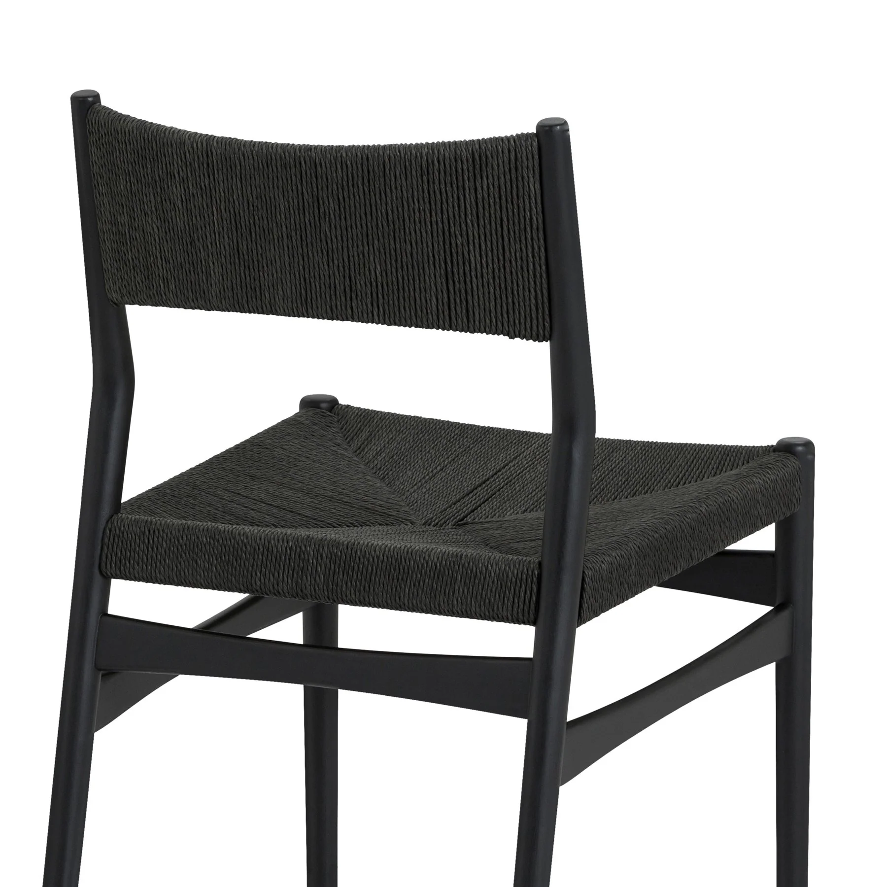 Pasadena Erie 5 Piece Round Dining Set in Walnut and Black Finish with Paper Cord Chairs - Image 6