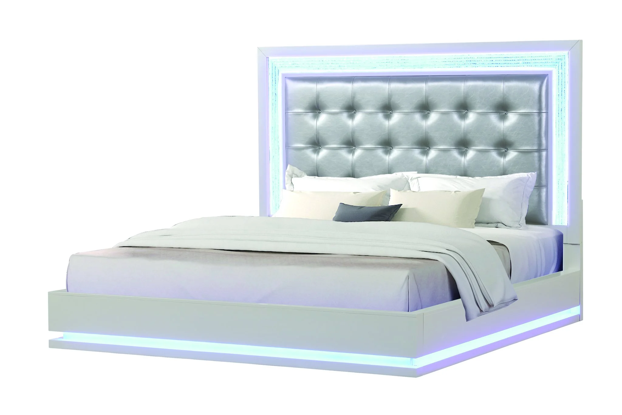 Passion King 4PC with Vanity Bedroom set Milky White - Image 2