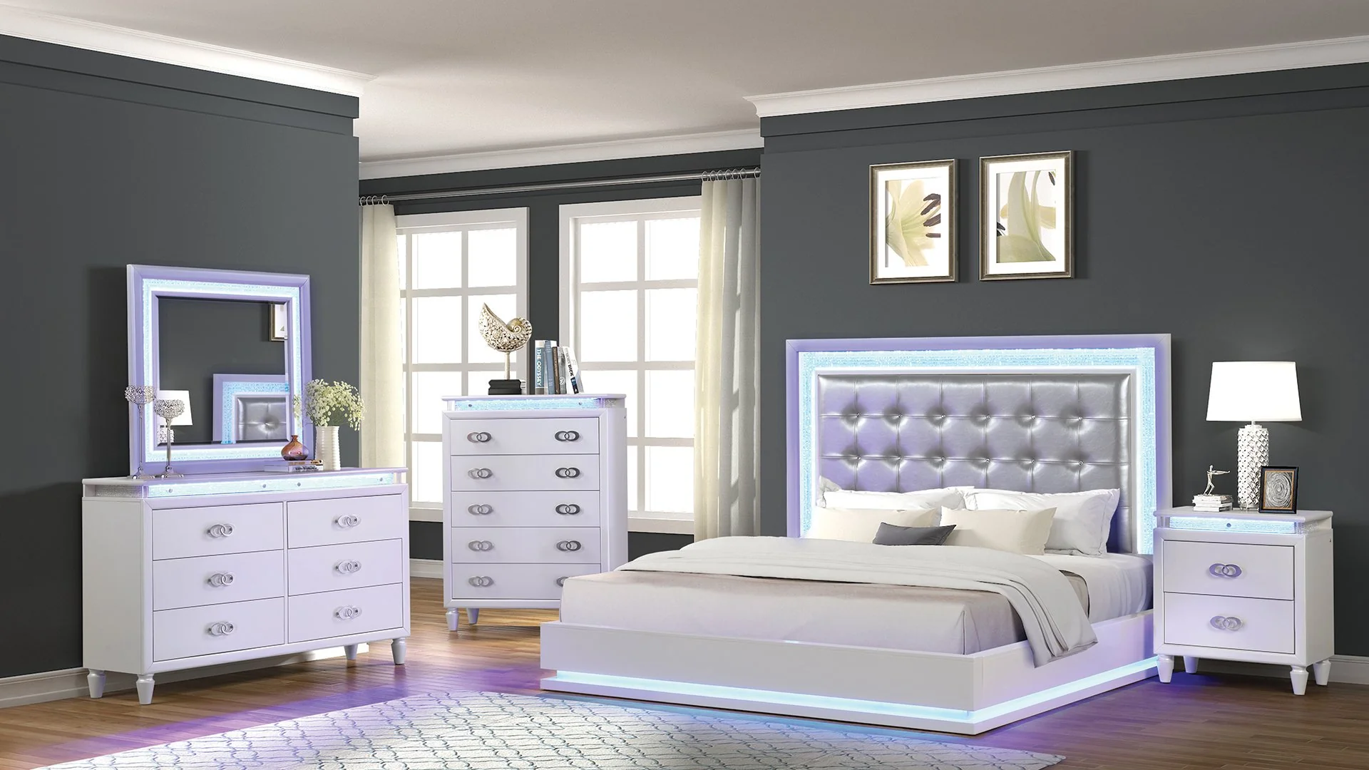 Passion King 5PC Bedroom Set Milky White