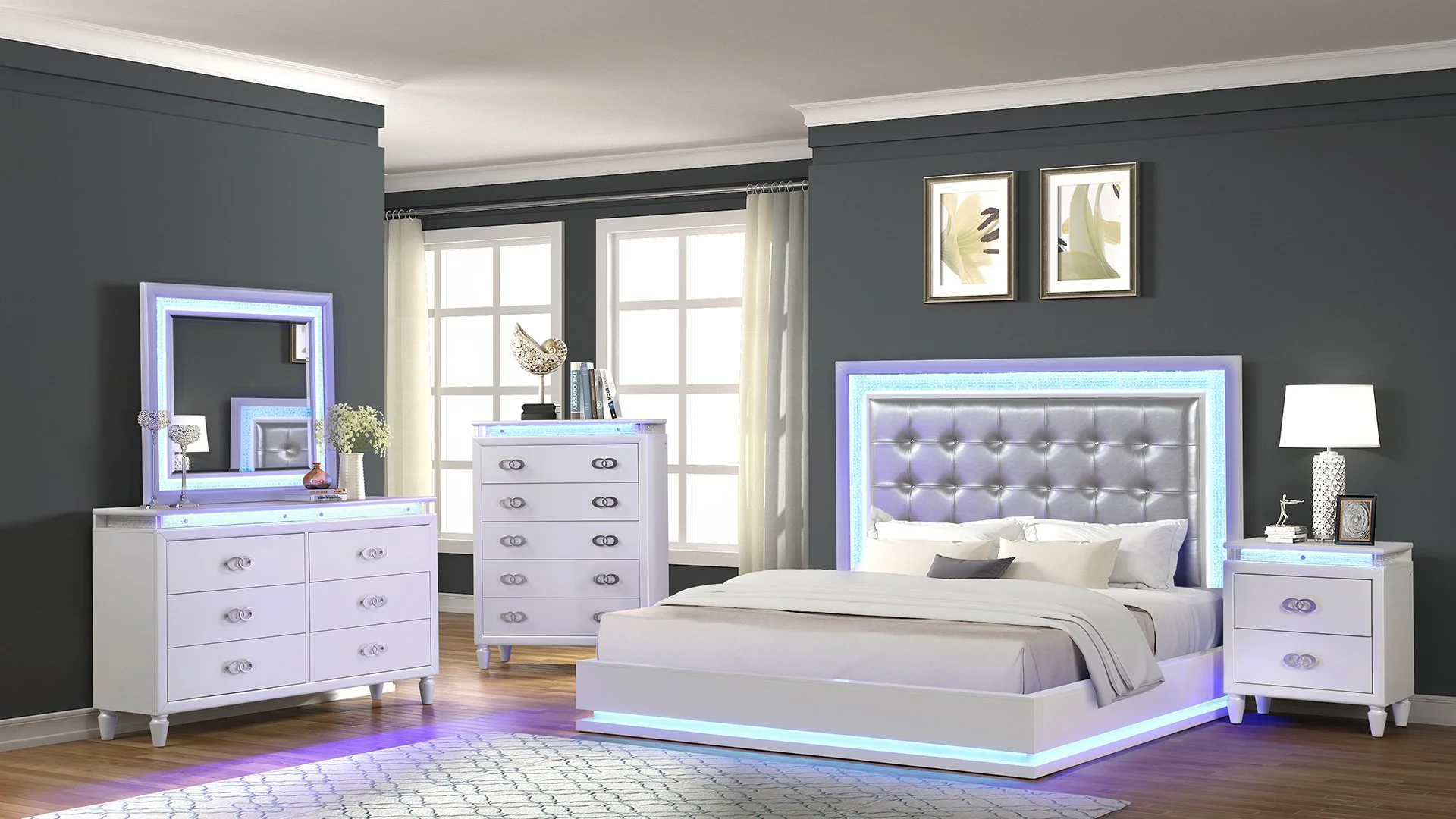 Passion Queen 5 PC Bedroom Set Milky White - Image 18