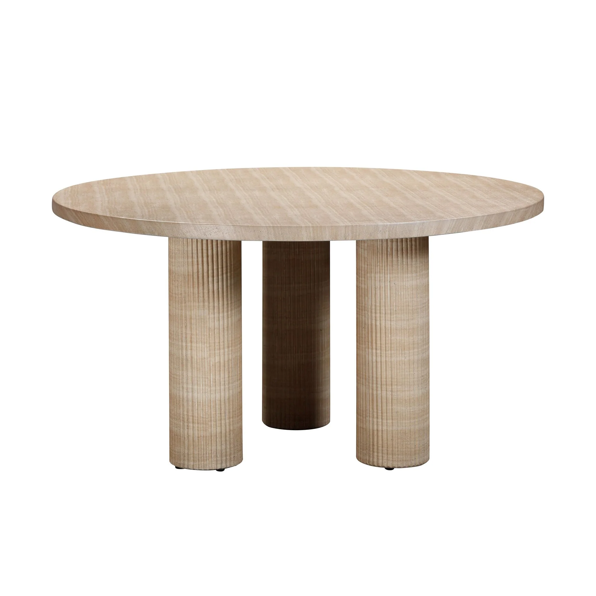 Patti Textured Faux Travertine Indoor / Outdoor Round Dining Table - Image 4