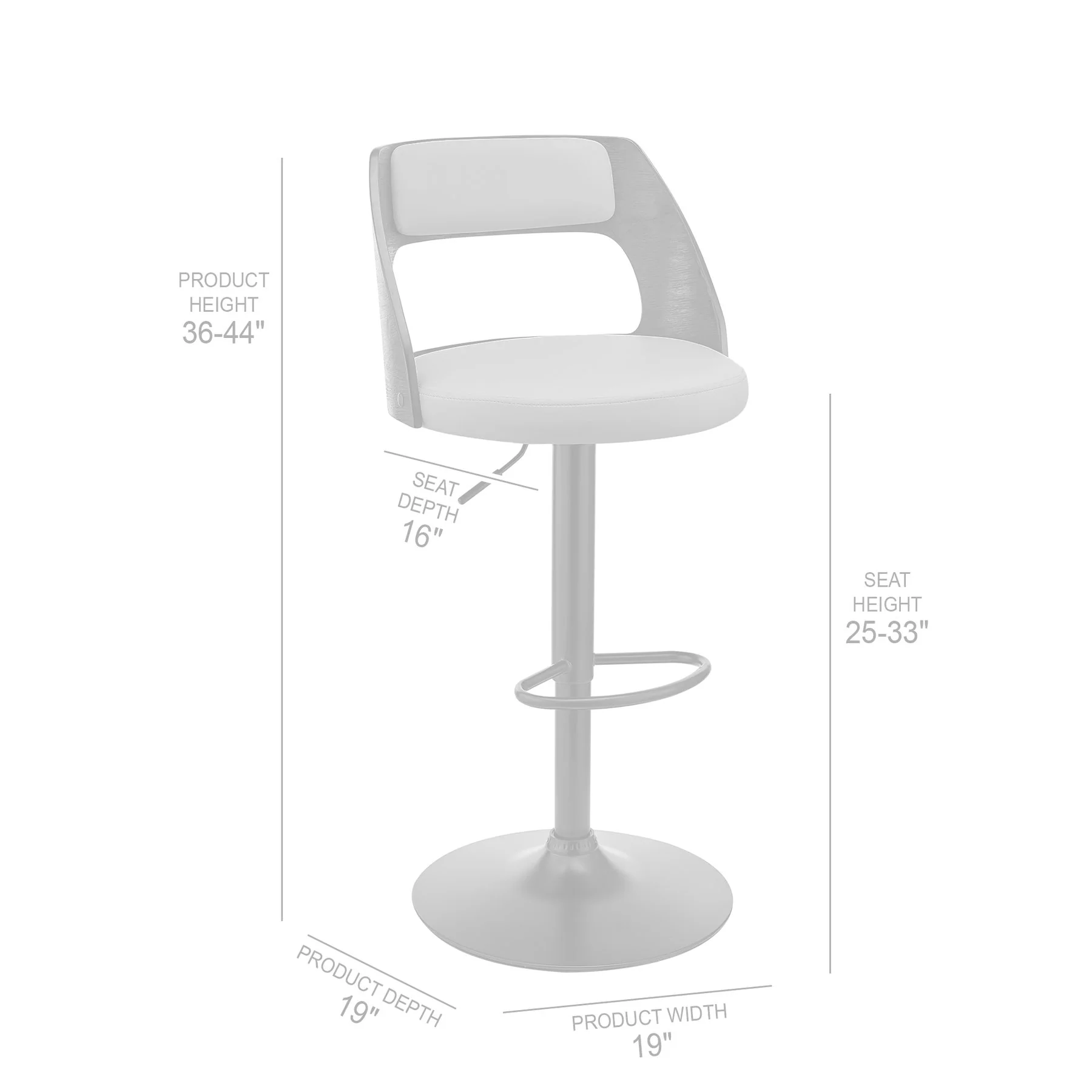 Paulo Adjustable Swivel Cream Faux Leather and Black Wood Bar Stool with Black Base - Image 9