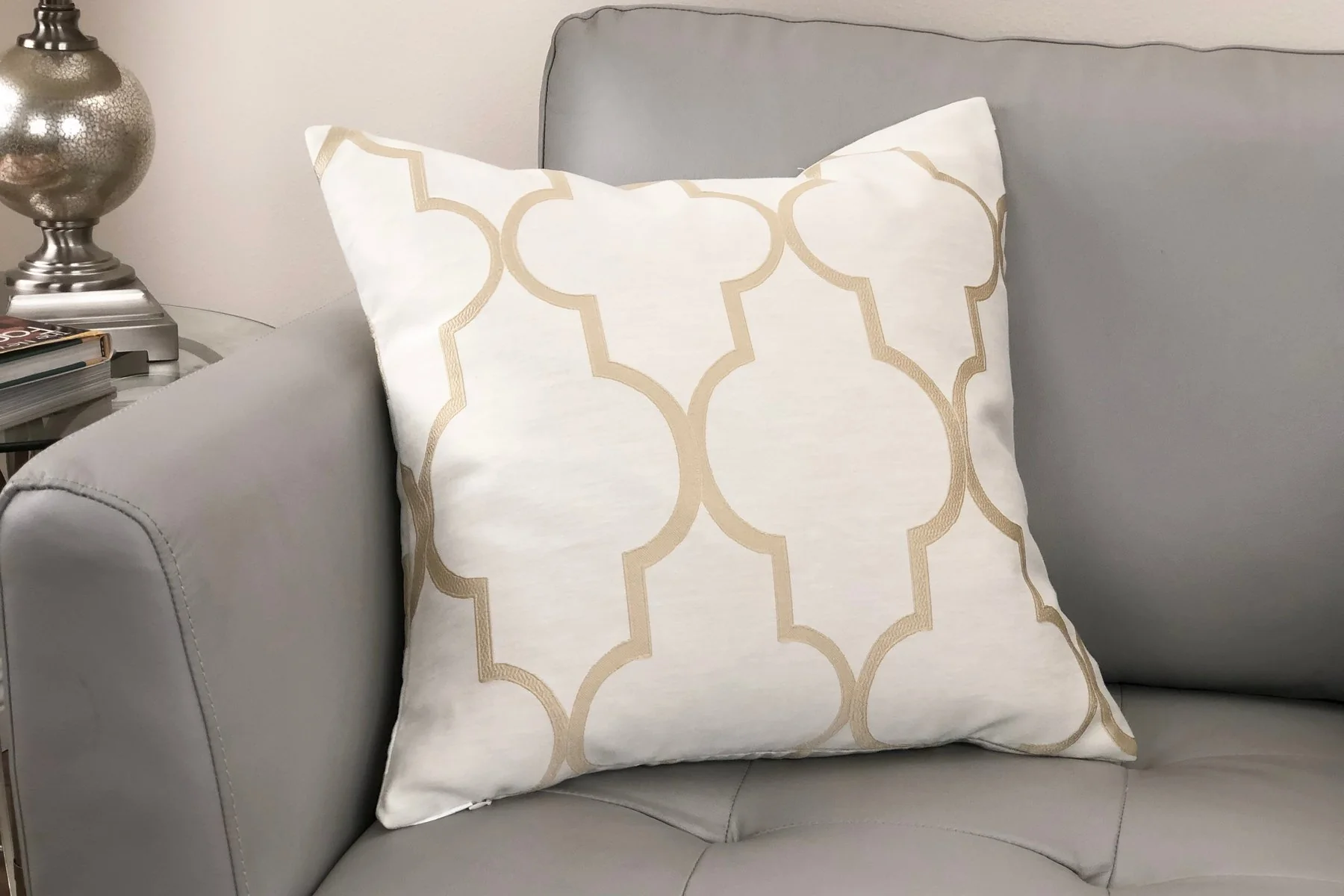 Paxton Contemporary Decorative Feather and Down Throw Pillow In Dulce Jacquard Fabric - Image 2