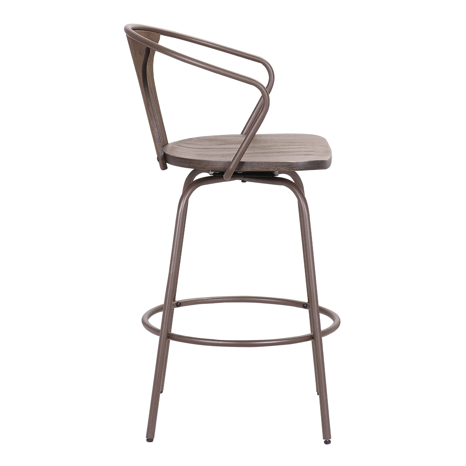 Payton Industrial 30" Swivel Walnut Wood and Metal Bar Stool - Image 3
