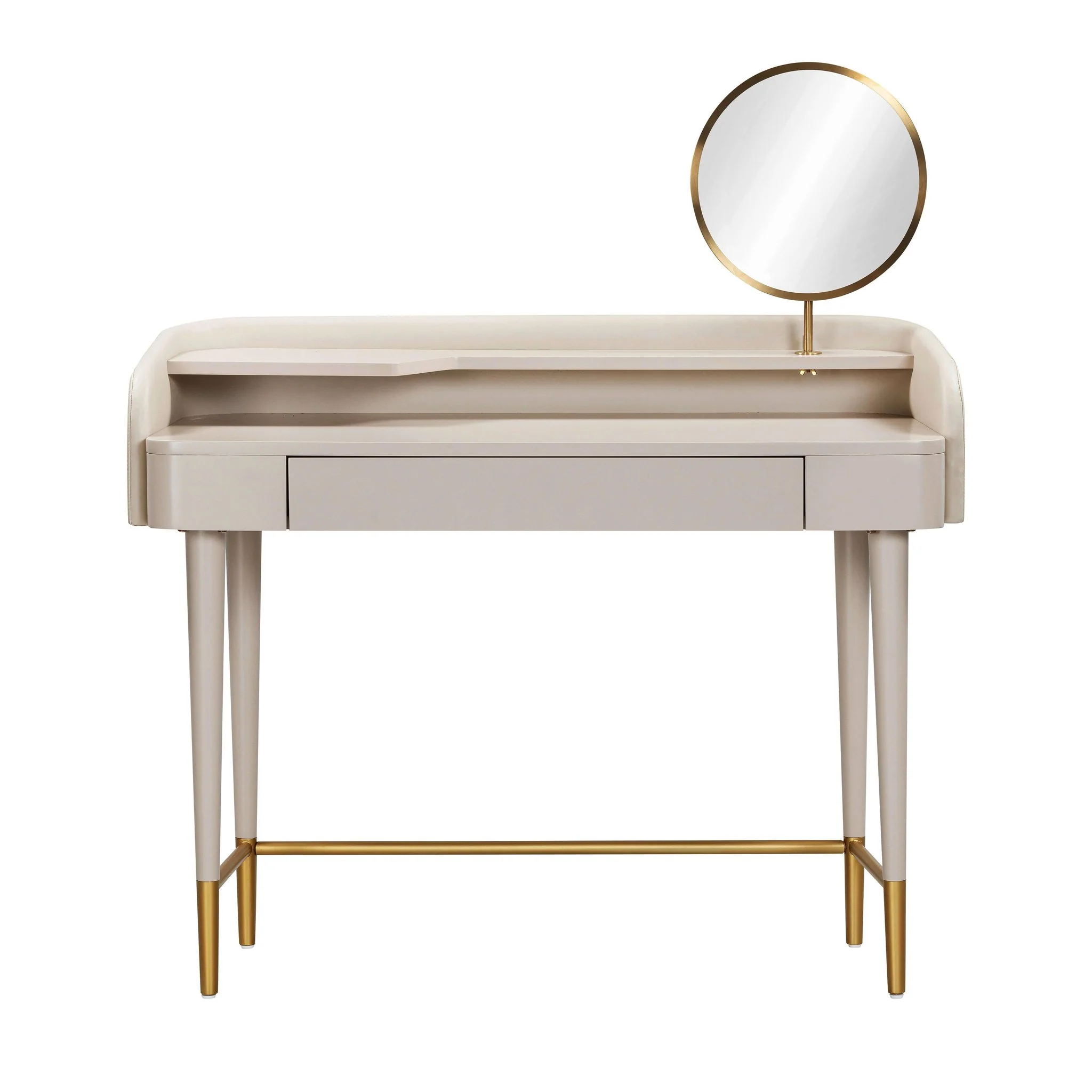 Penelope Taupe Vegan Leather Wrapped Vanity Desk - Image 4